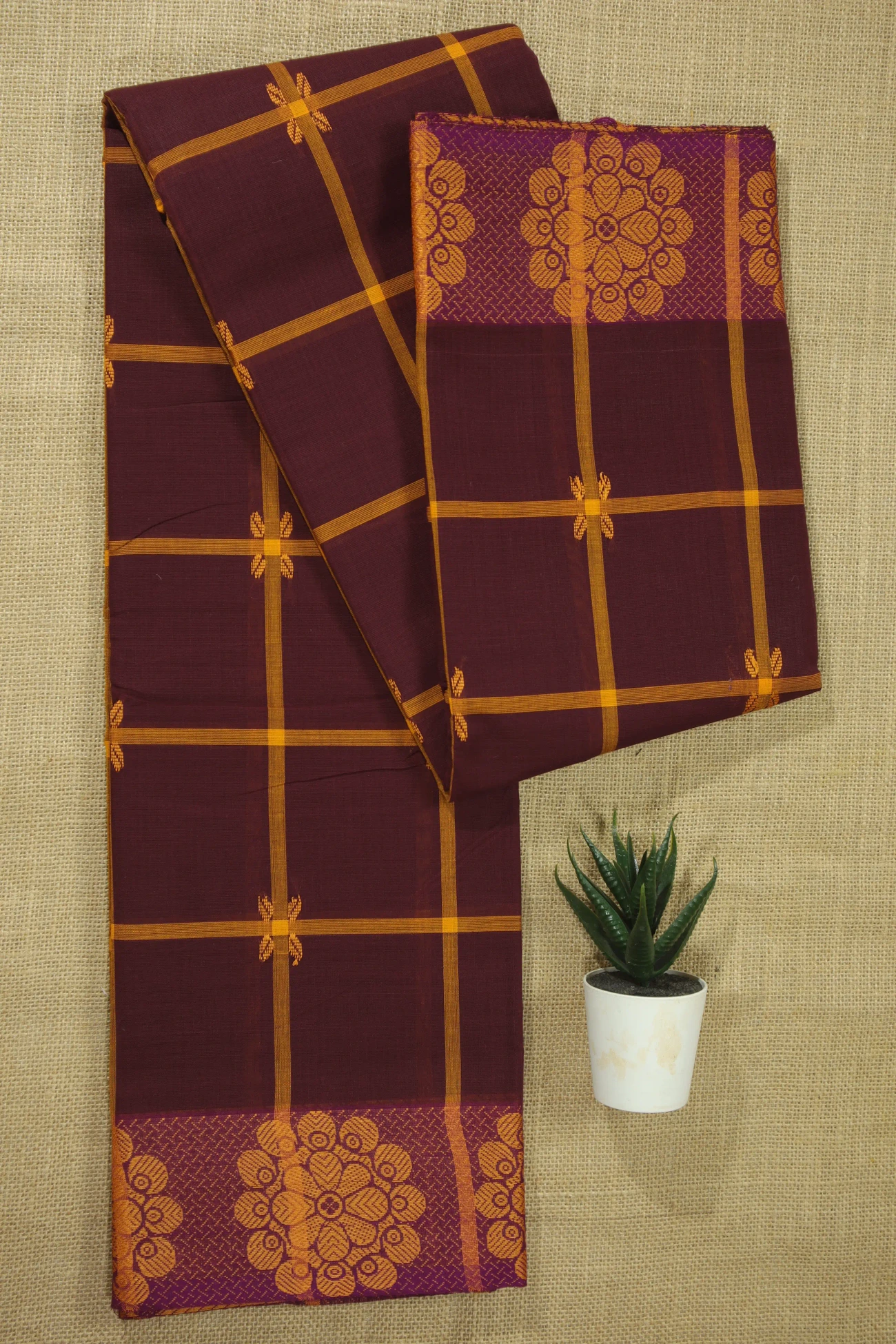 brown-flower-checked-saree-ck002549-a