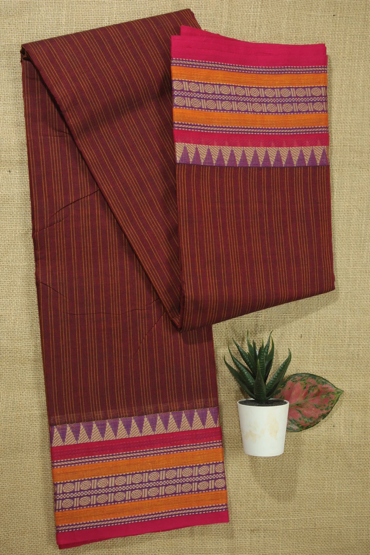 maroon-ruthratcham-vertical-stripes-checked-saree-ck002450-a