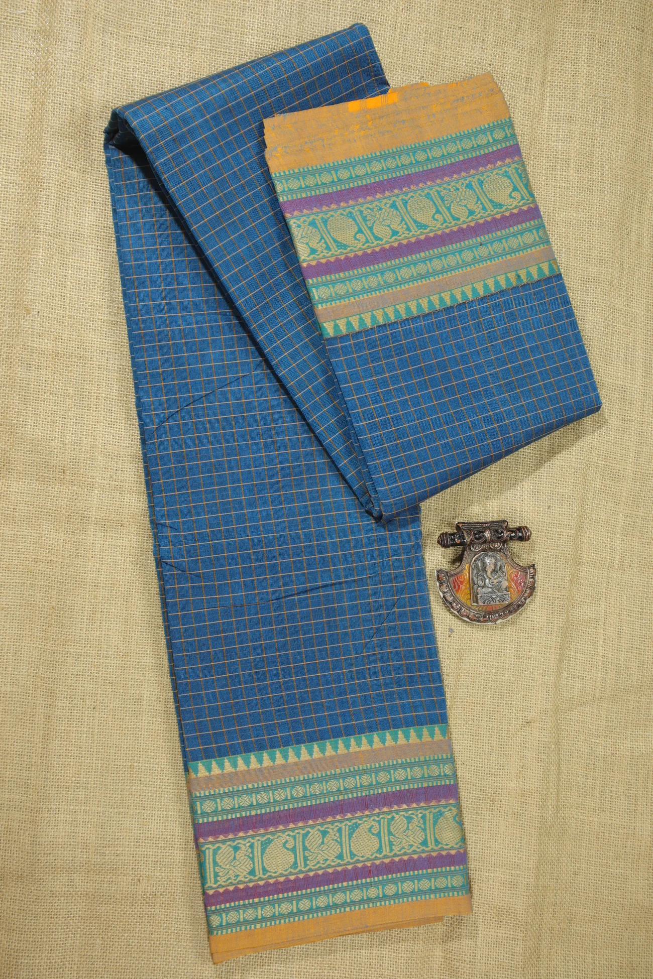 blue-peacock-mango-checked-saree-ck002467-a