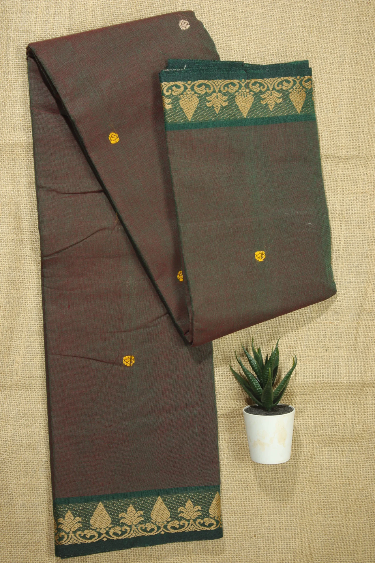 dark-green-flower-butta-saree-bs001976-a