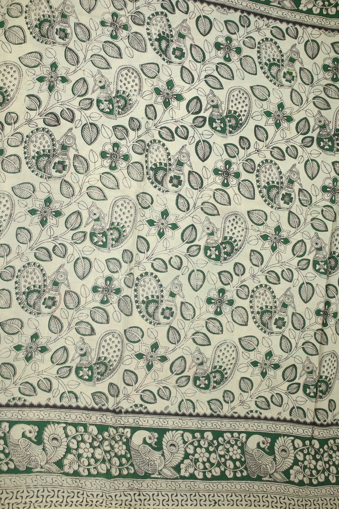green-peacock-flower-kalamkari-saree-kk001250-c