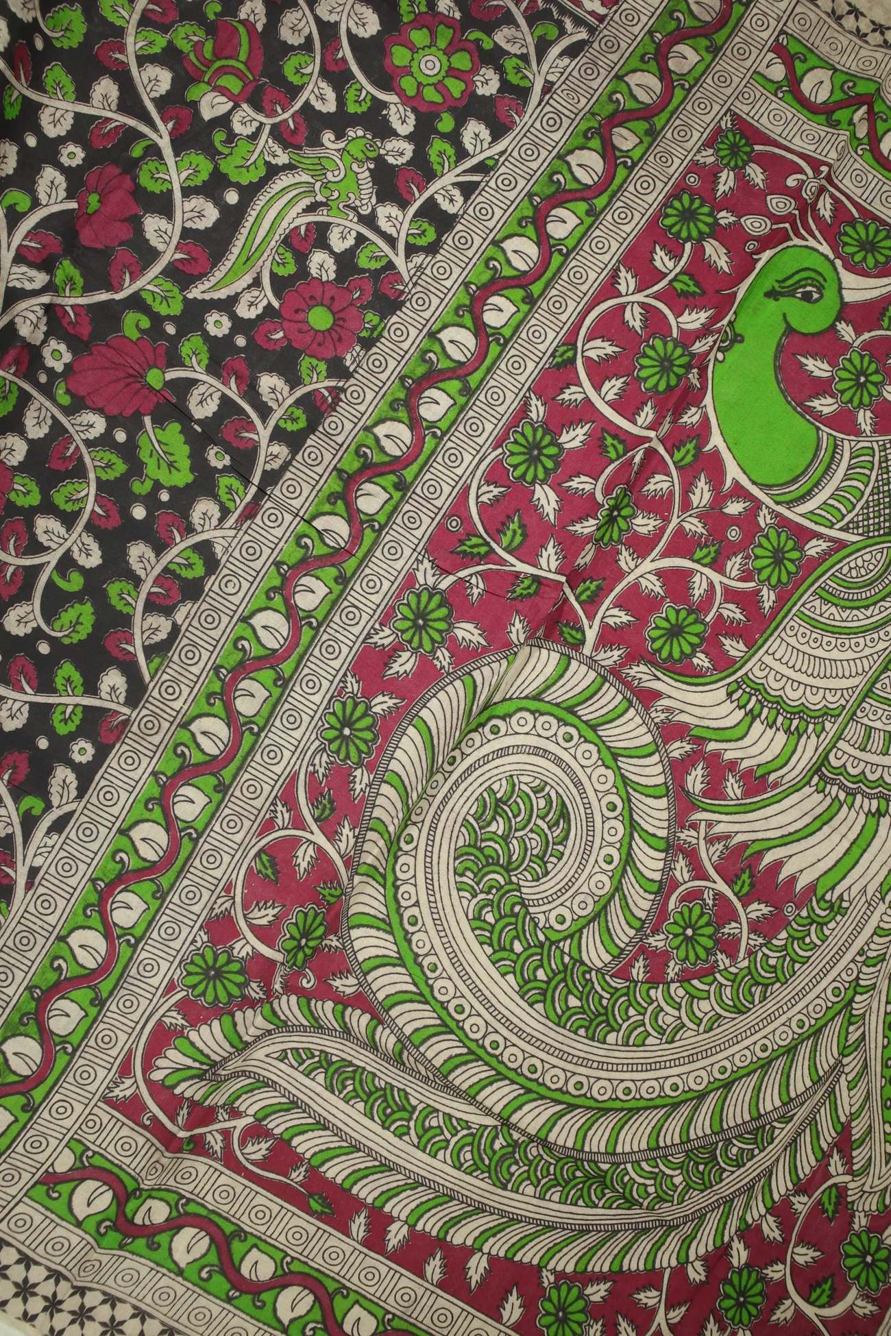black-flower-kalamkari-saree-kk001229-b