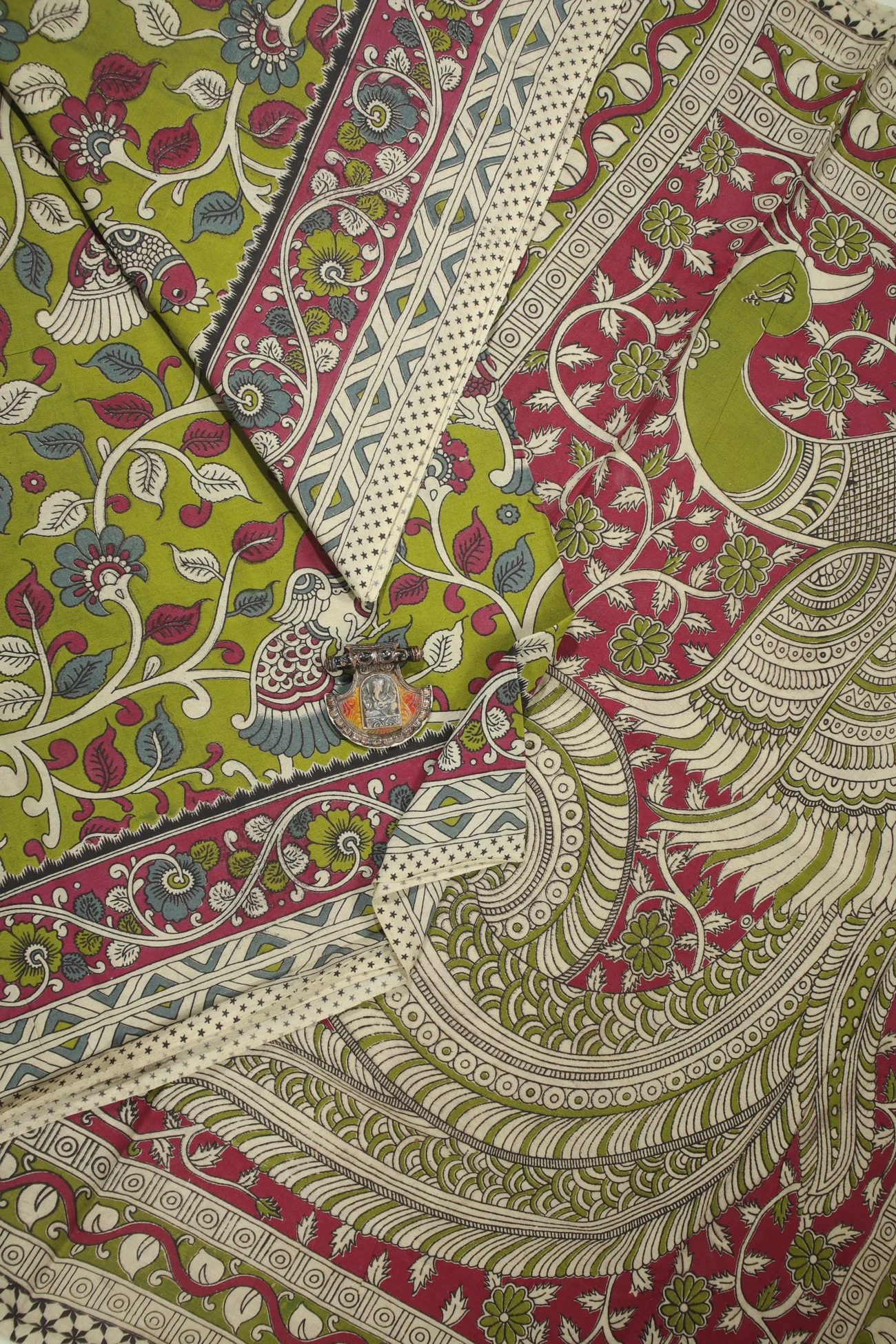 light-green-flower-kalamkari-saree-kk001261-a