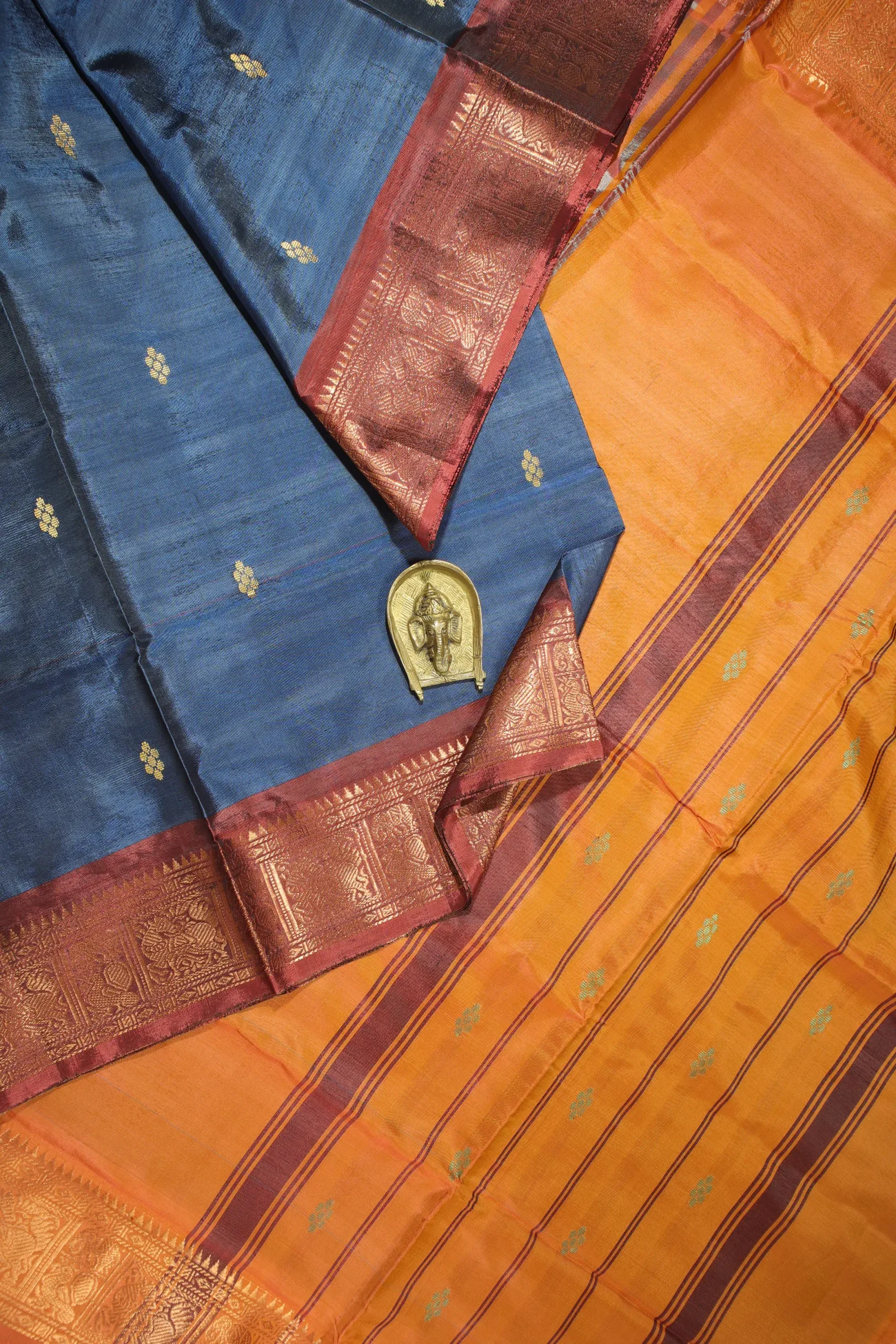 blue-peacock-elephant-banana-pith-saree-bps000503-a