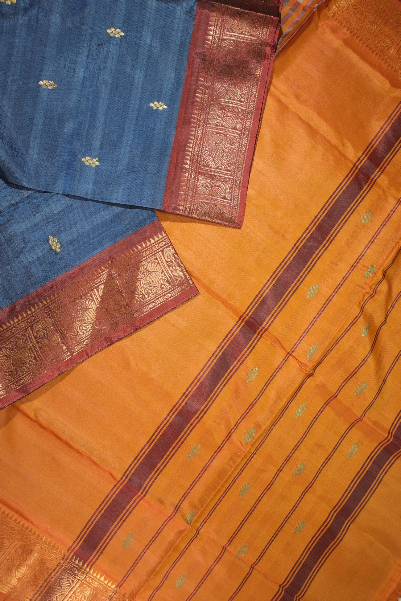 blue-peacock-elephant-banana-pith-saree-bps000503-b