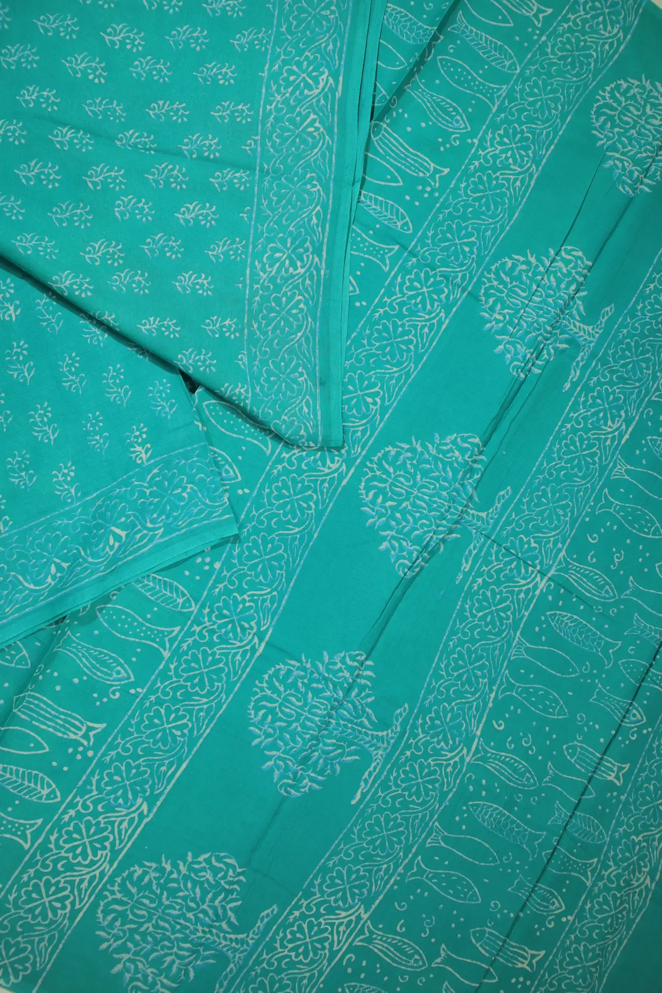 teal-flower-mulmul-cotton-saree-mm001873-b