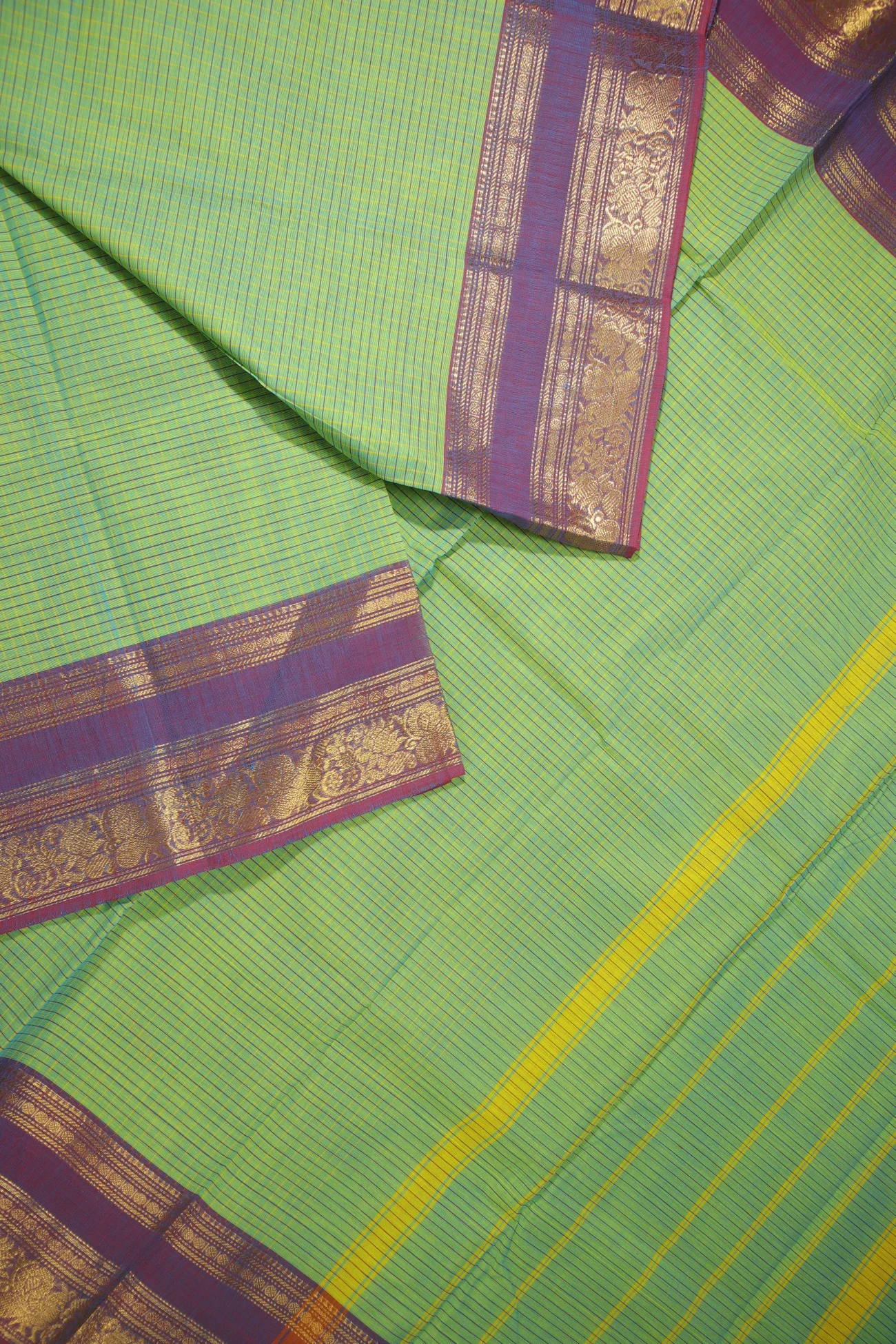 light-green-peacock-ruthratcham-checked-saree-ck002578-b