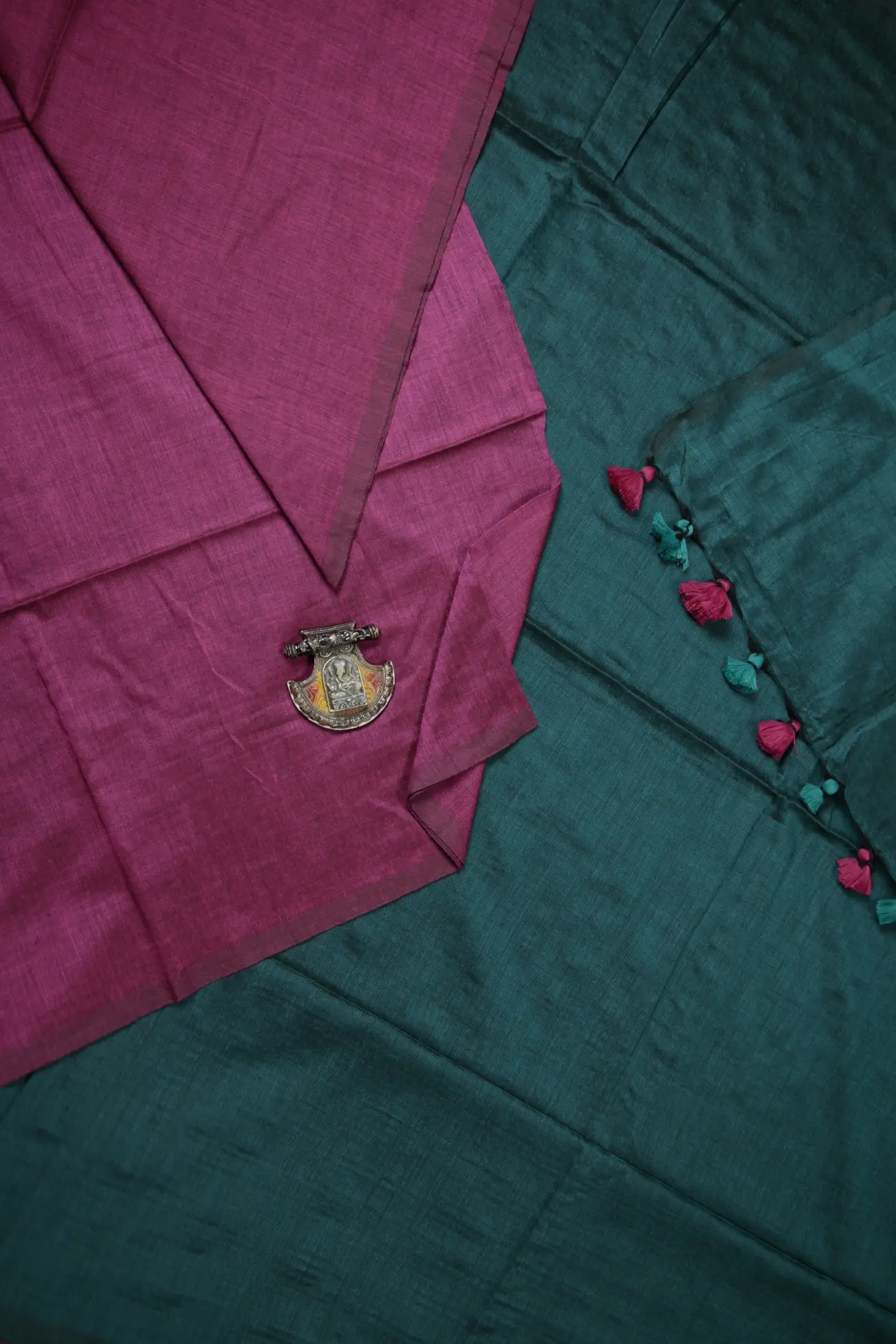 magenta-plain-bengal-saree-kh001887-a