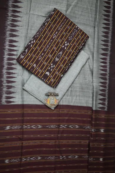coffee-brown-ikat-ikat-dress-materials-ic000538-a