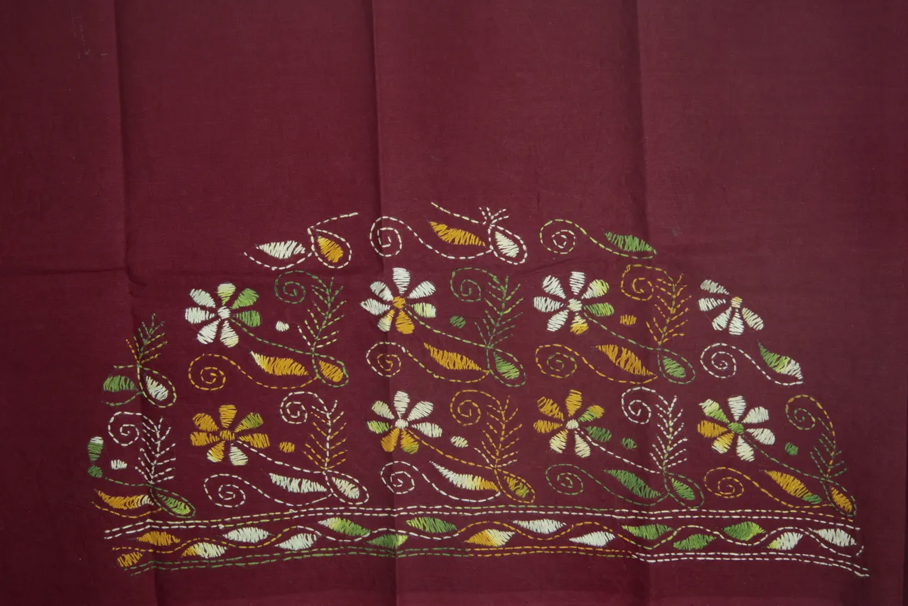 maroon-flower-kantha-work-blouse-fabric-kwb002088-b
