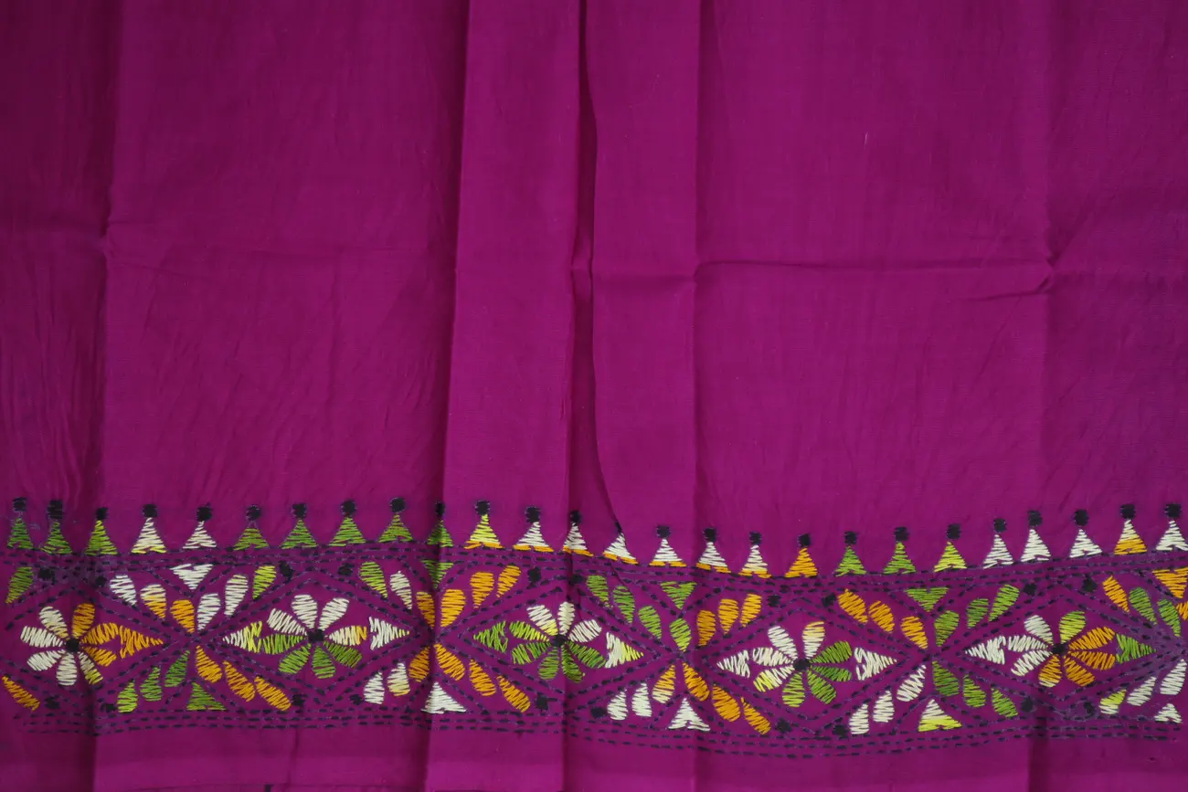 magenta-flower-kantha-work-blouse-fabric-kwb002027-b