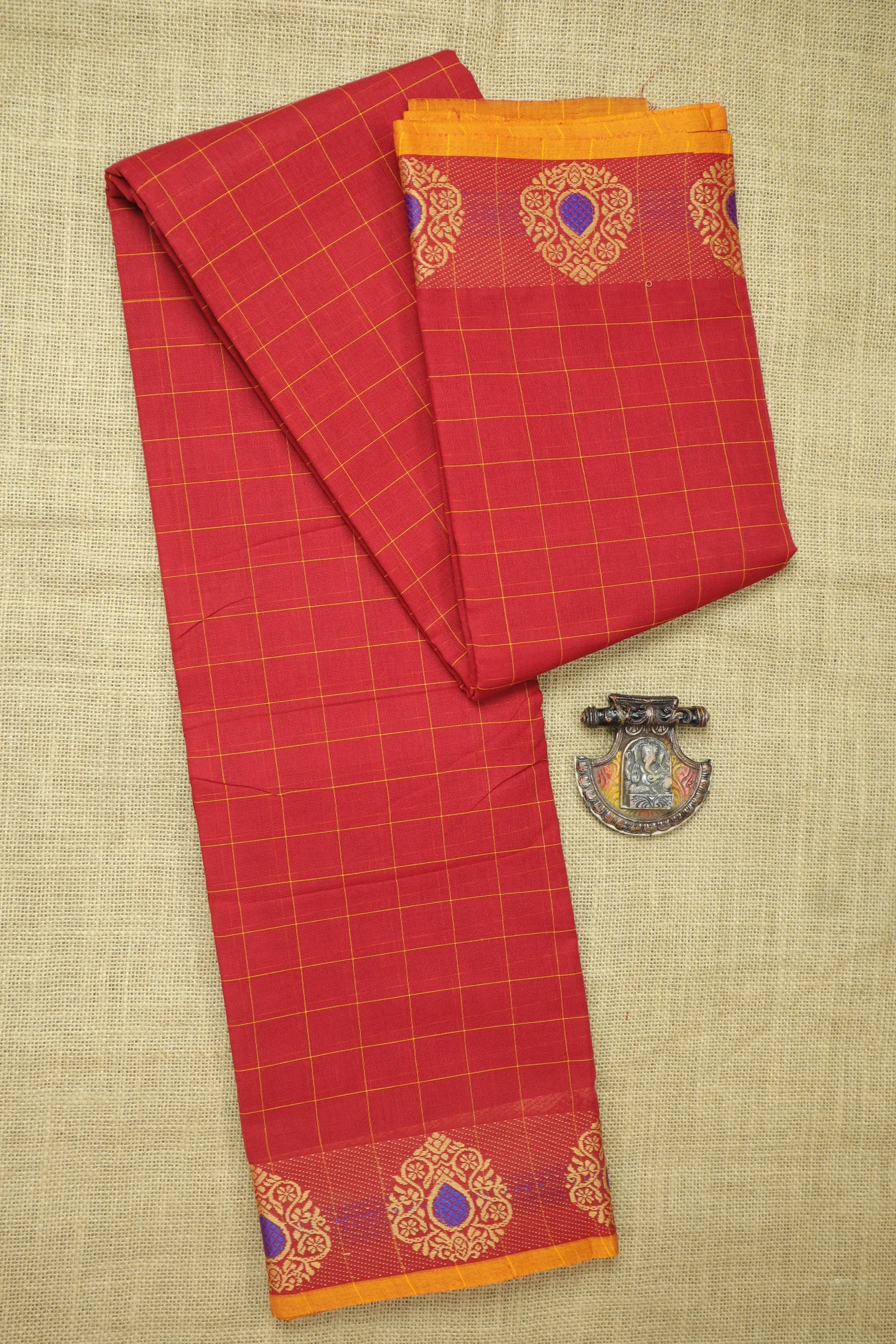 red-flower-checked-saree-ck002644-a
