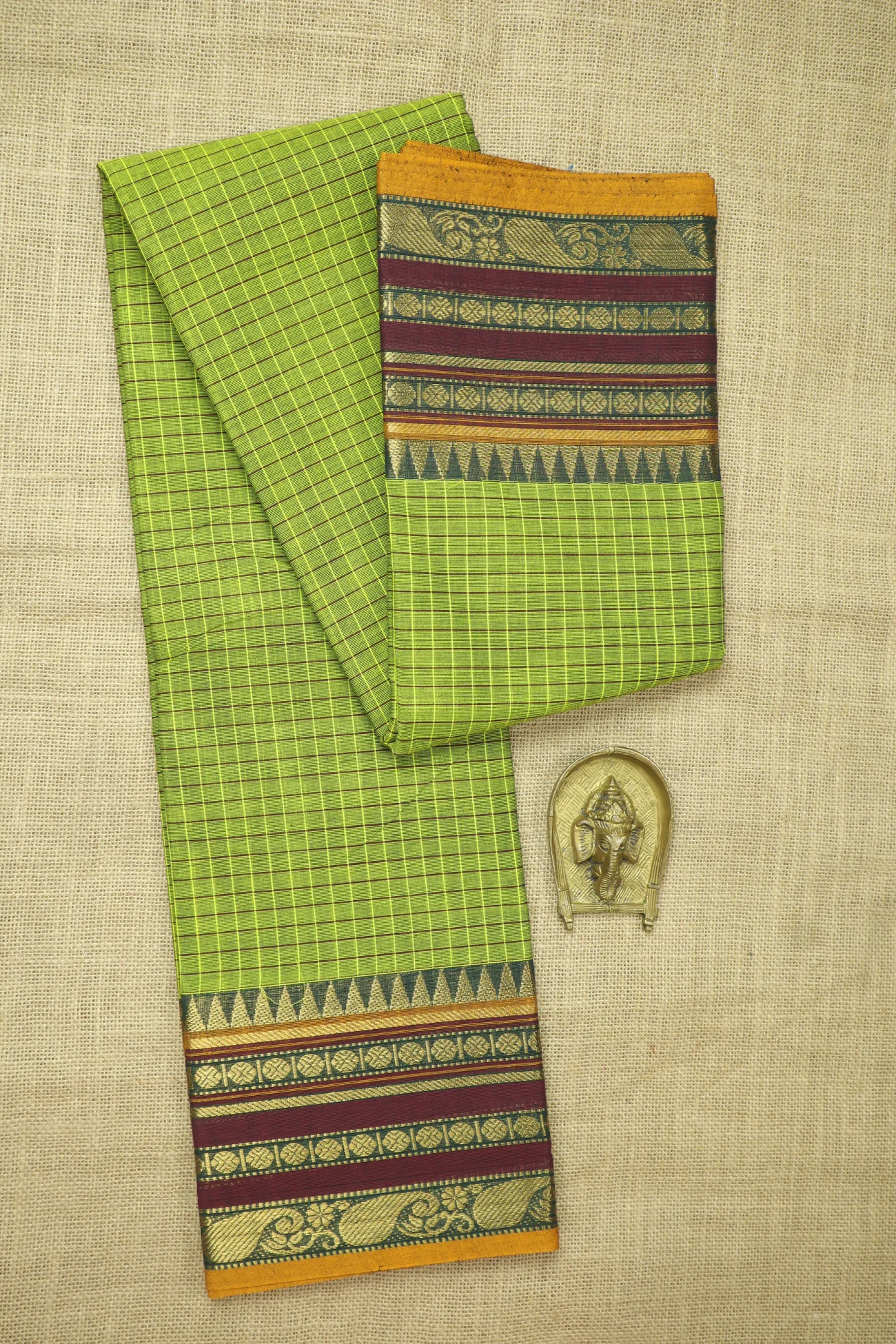 light-green-ruthratcham-checked-saree-ck002689-a