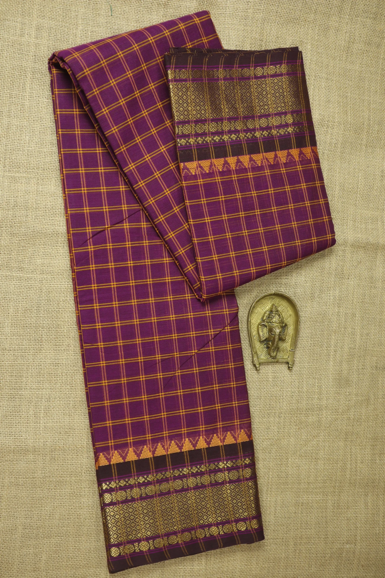 dark-magenta-ruthratcham-checked-saree-ck002621-a