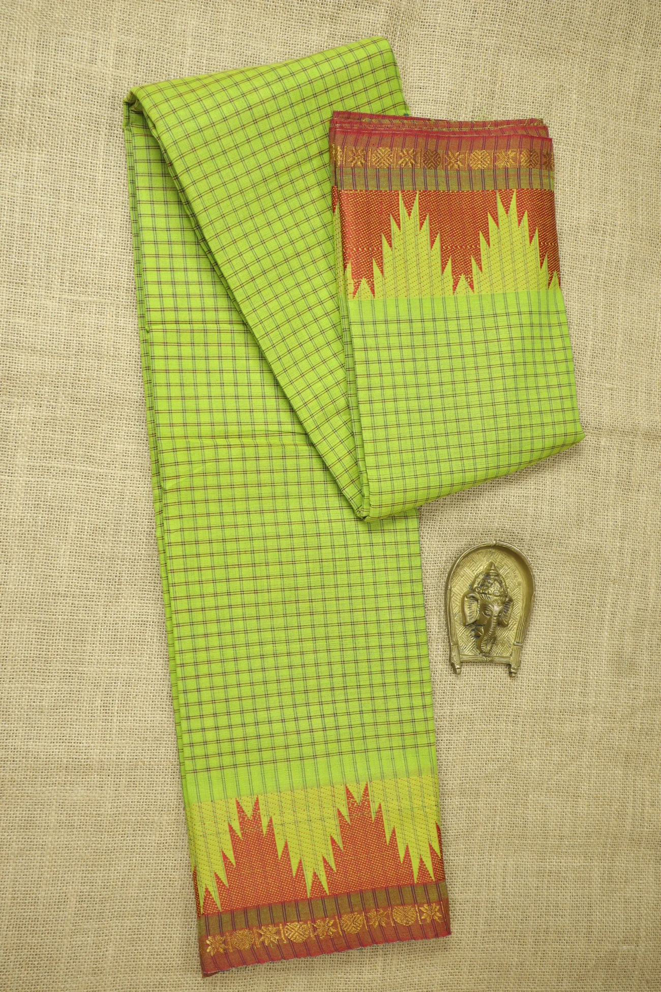 light-green-thalampoo-reku-checked-saree-ck002600-a