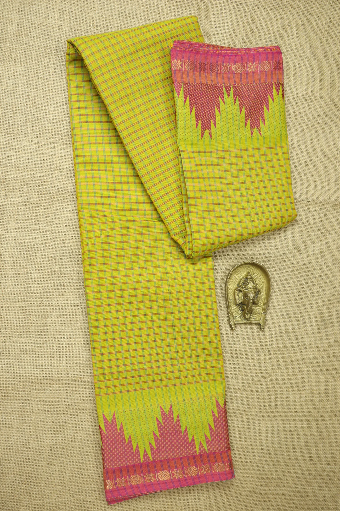 yellow-green-thalampoo-reku-checked-saree-ck002597-a