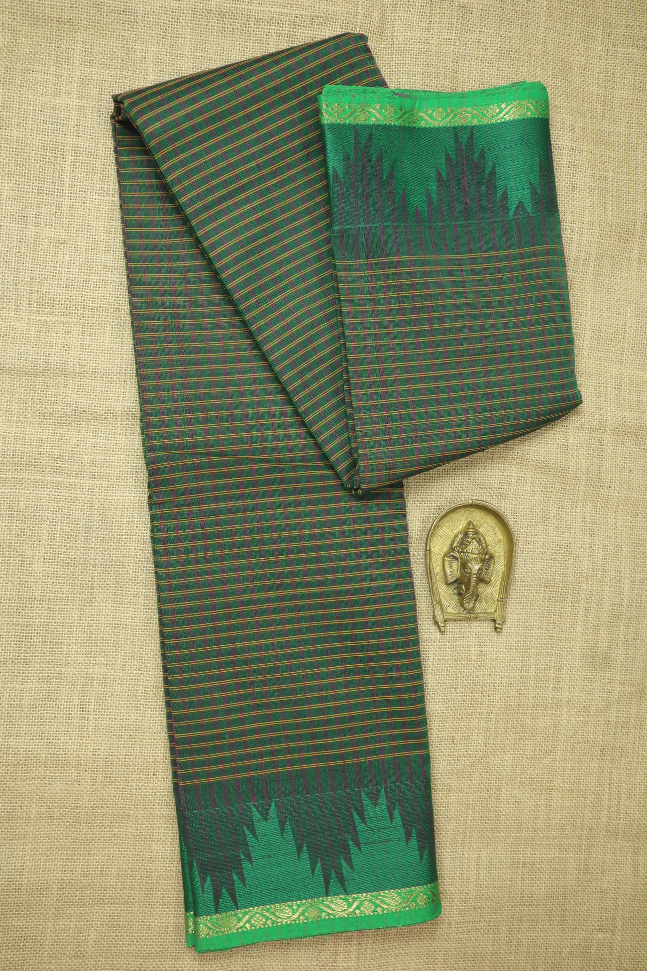 dark-green-thalampoo-reku-checked-saree-ck002662-a
