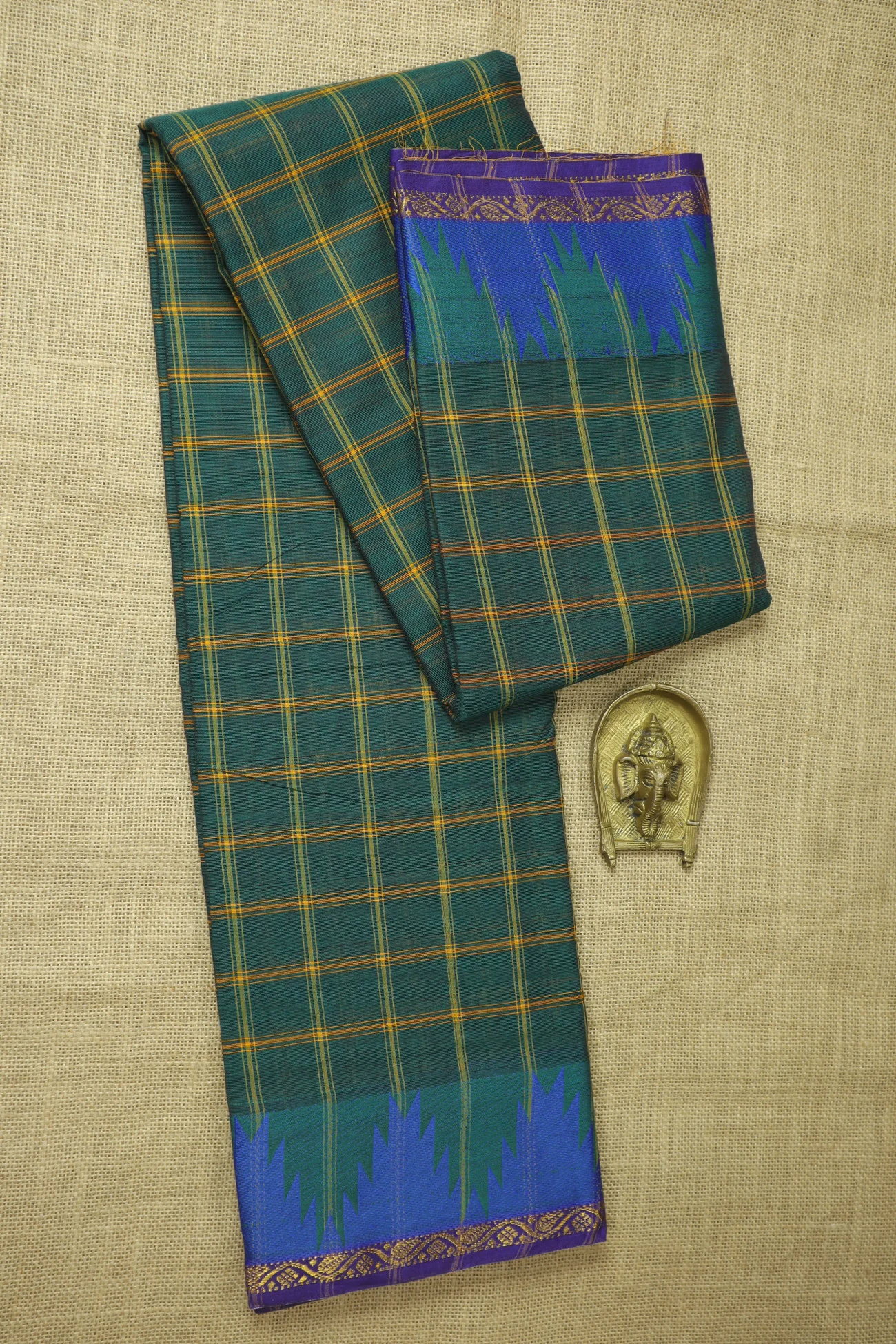 dark-green-thalampoo-reku-checked-saree-ck002611-a