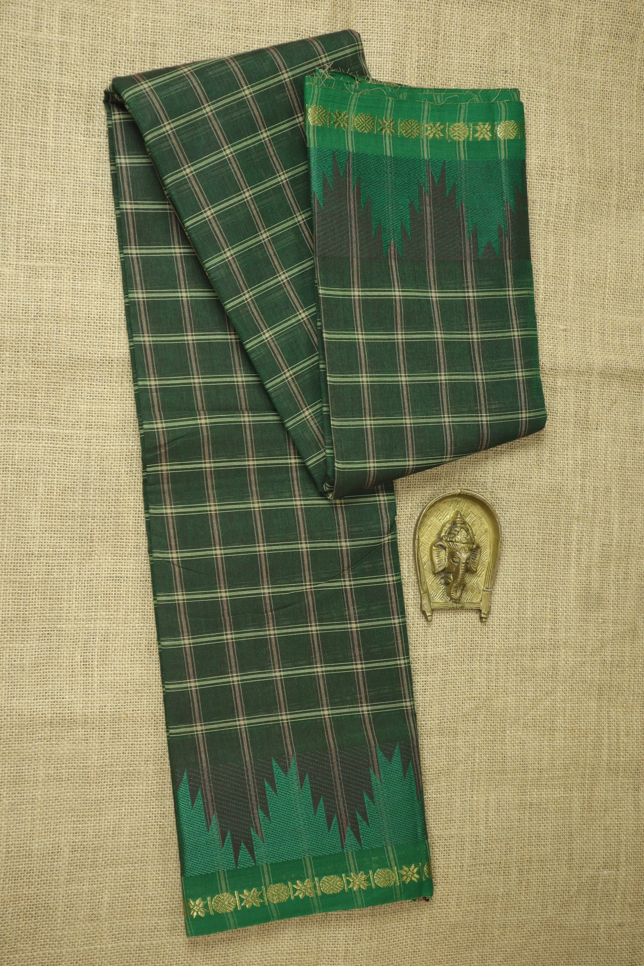 dark-green-thalampoo-reku-checked-saree-ck002613-a