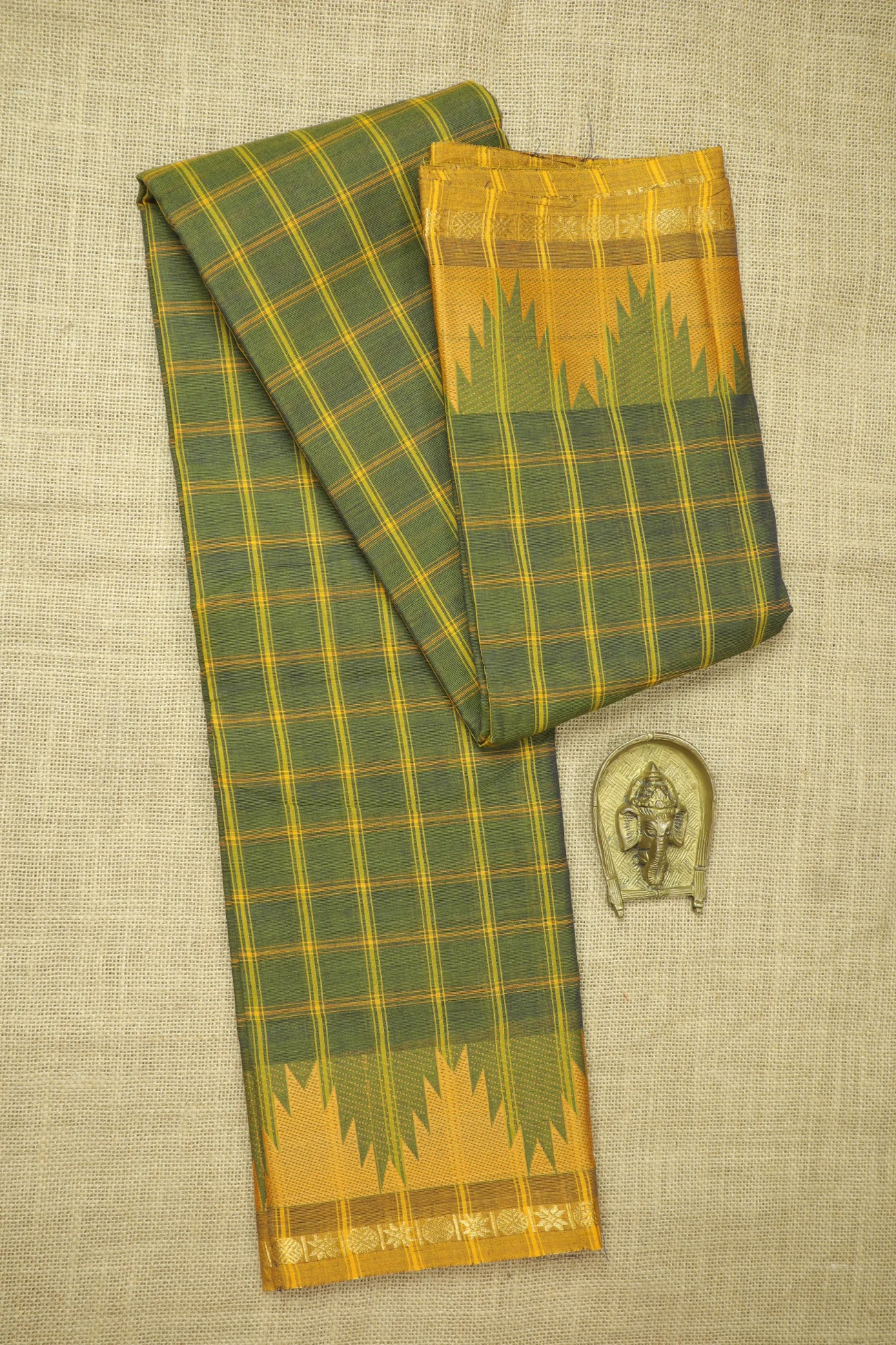 green-thalampoo-reku-checked-saree-ck002615-a