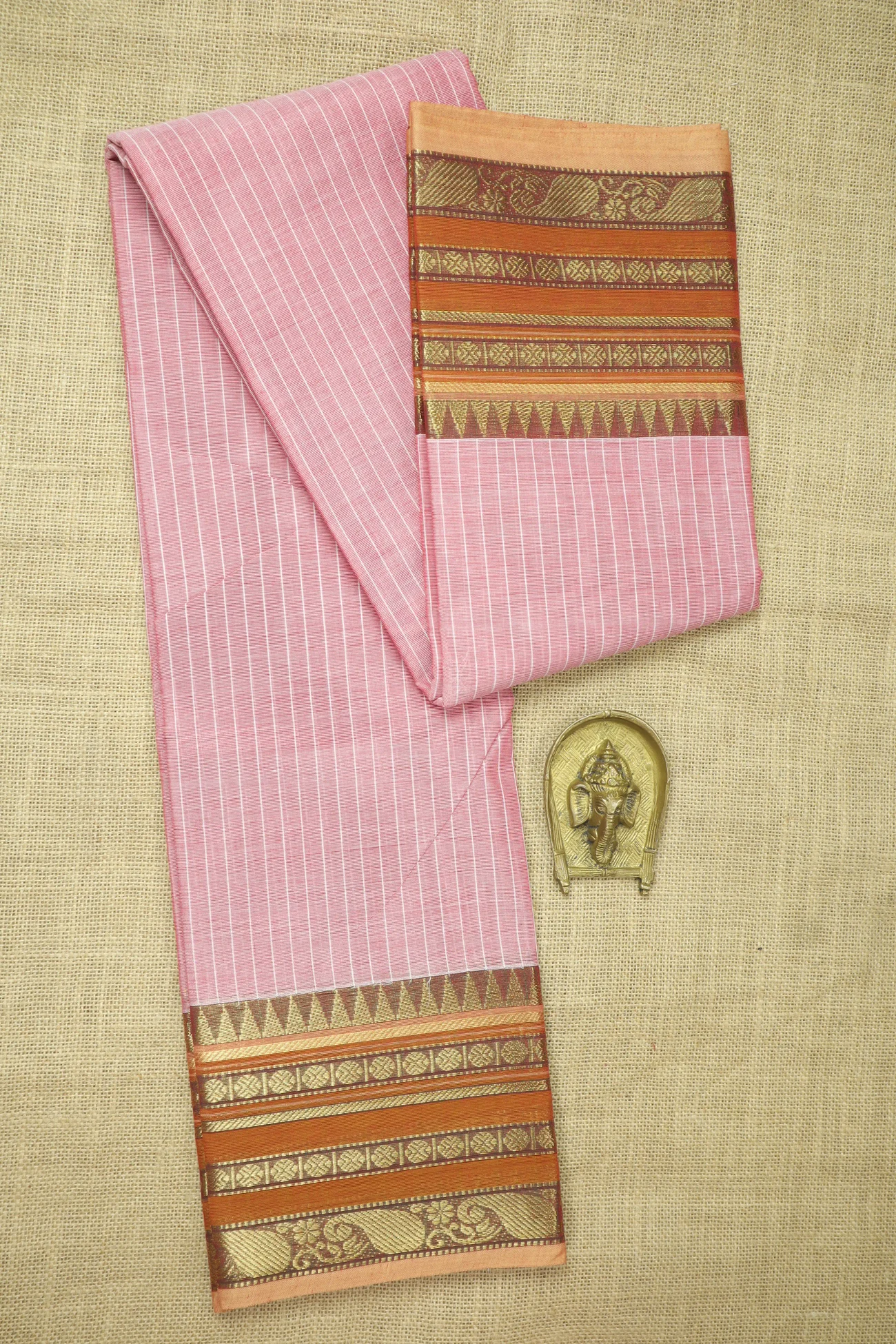light-pink-ruthratcham-vertical-stripes-checked-saree-ck002692-a