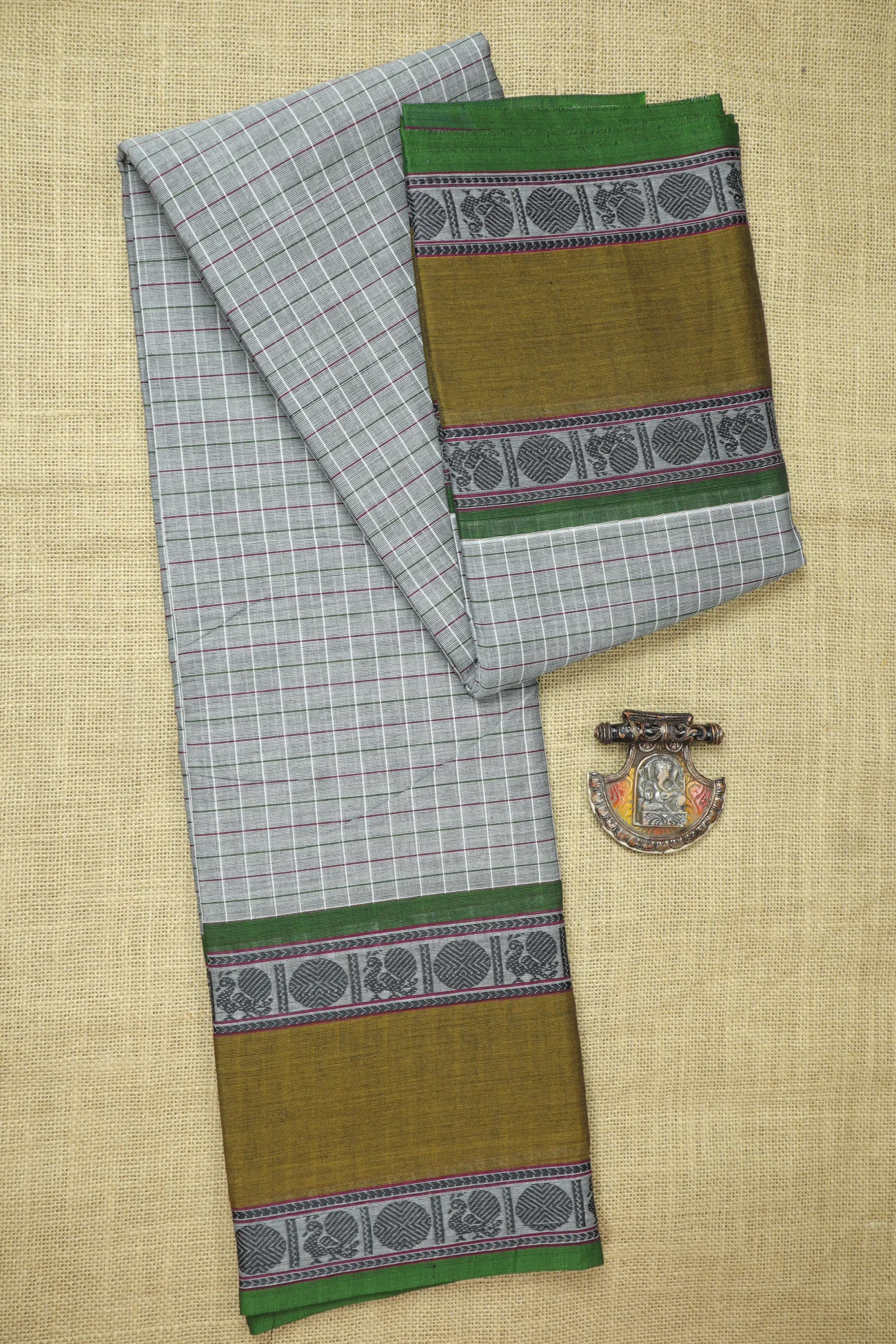 dark-gray-peacock-ruthratcham-checked-saree-ck002707-a