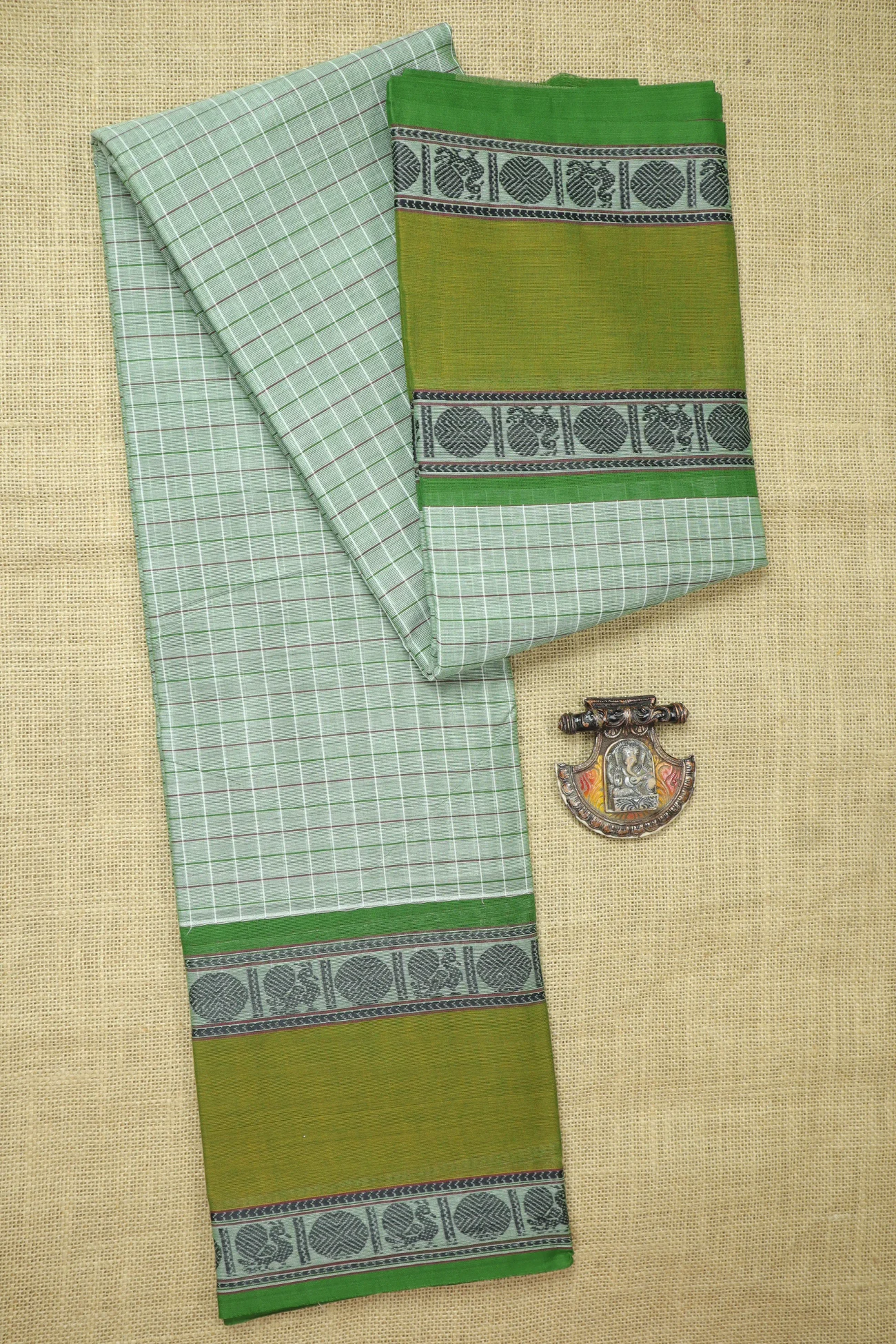 light-green-peacock-ruthratcham-checked-saree-ck002706-a
