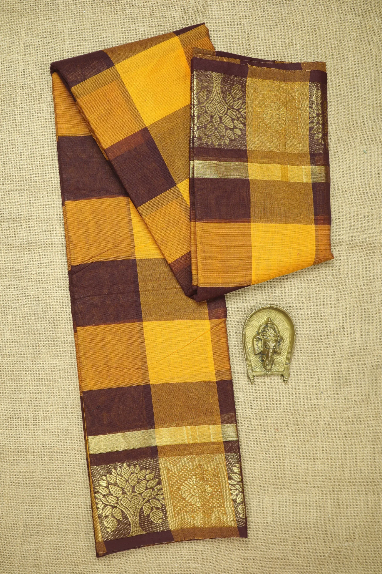 yellow-tree-checked-saree-ck002648-a