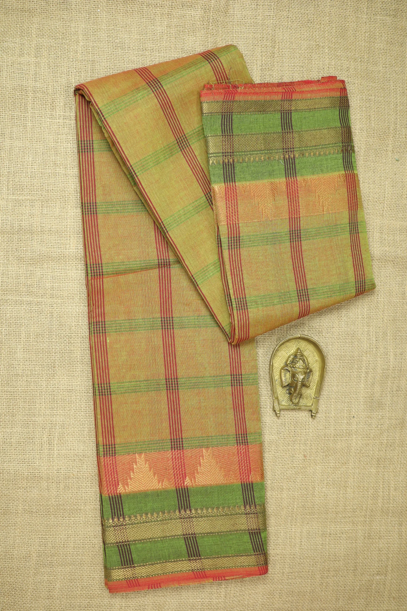 olive-temple-checked-saree-ck002635-a