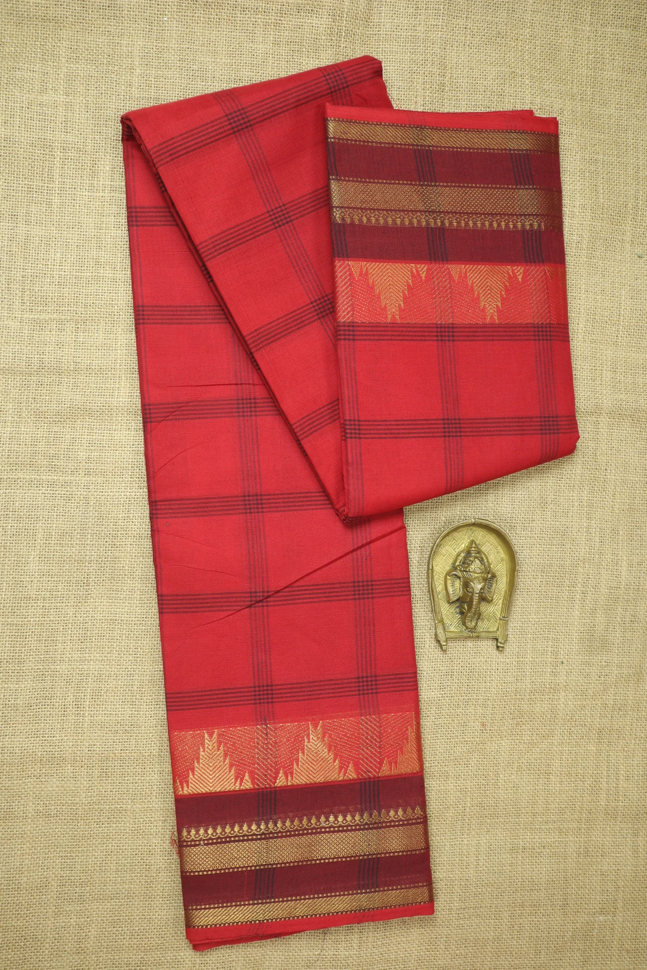 red-thalampoo-reku-leaf-checked-saree-ck002636-a