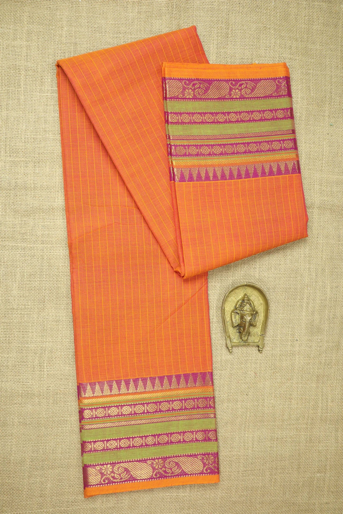 orange-temple-ruthratcham-checked-saree-ck002701-a
