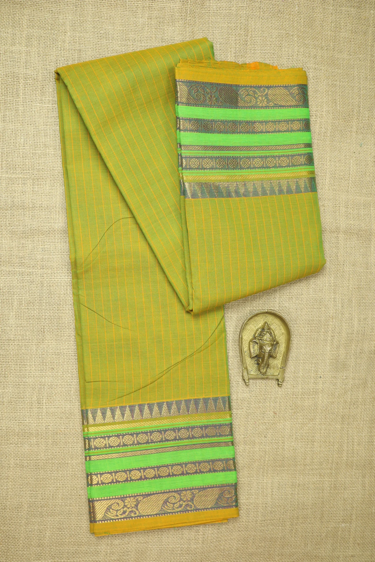 yellow-green-temple-ruthratcham-checked-saree-ck002697-a