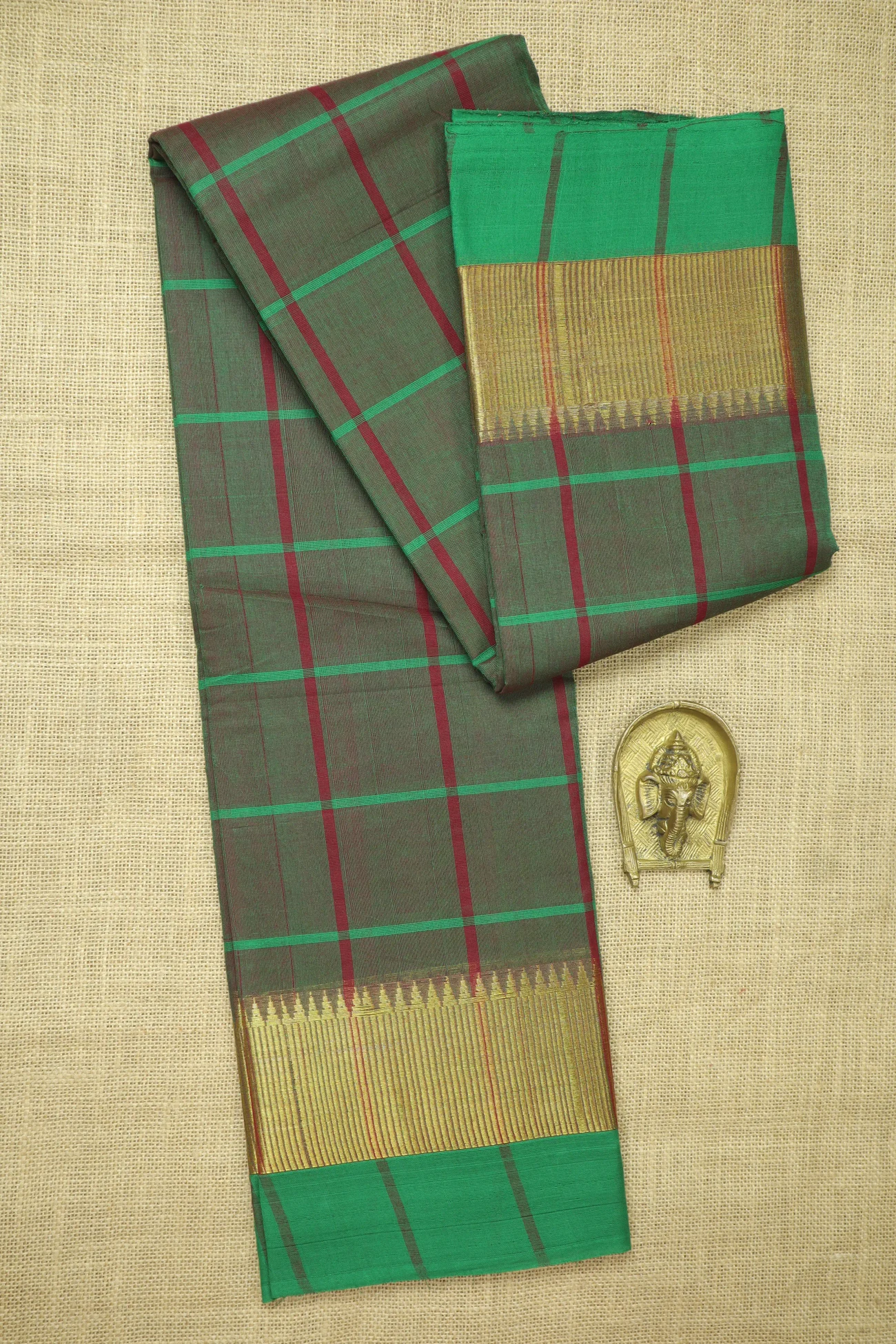 dark-green-temple-checked-saree-ck002625-a