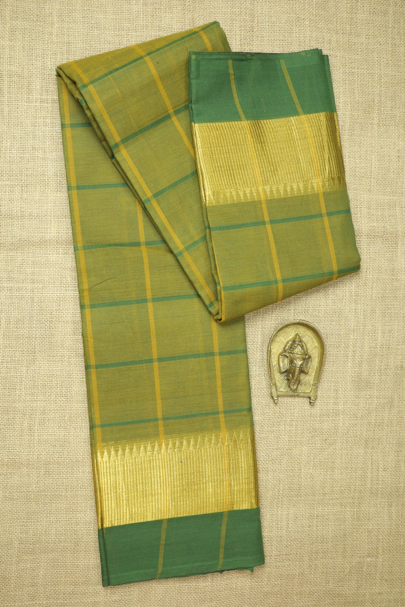 green-yellow-temple-checked-saree-ck002624-a