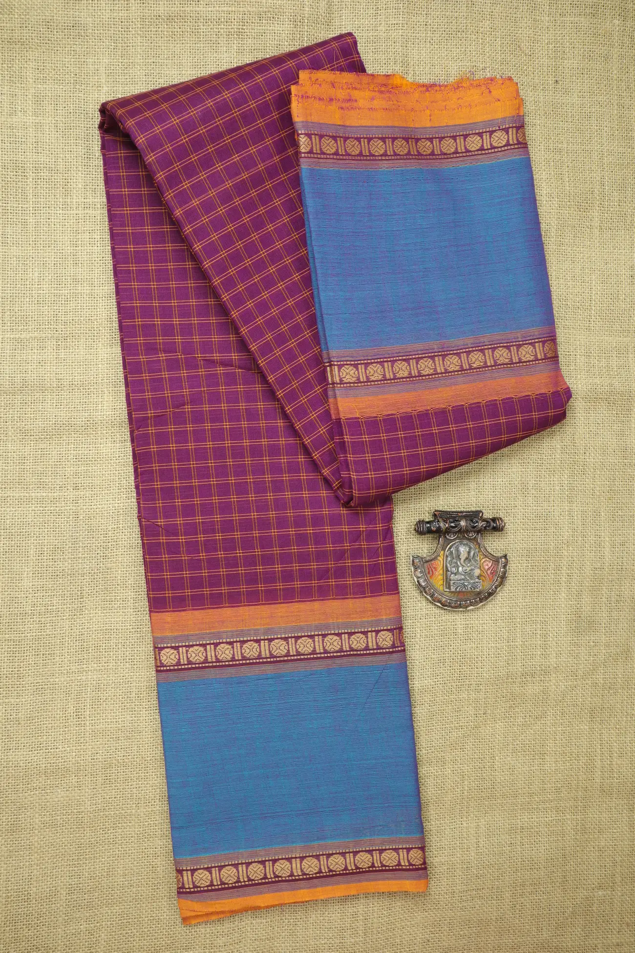 magenta-ruthratcham-checked-saree-ck002683-a
