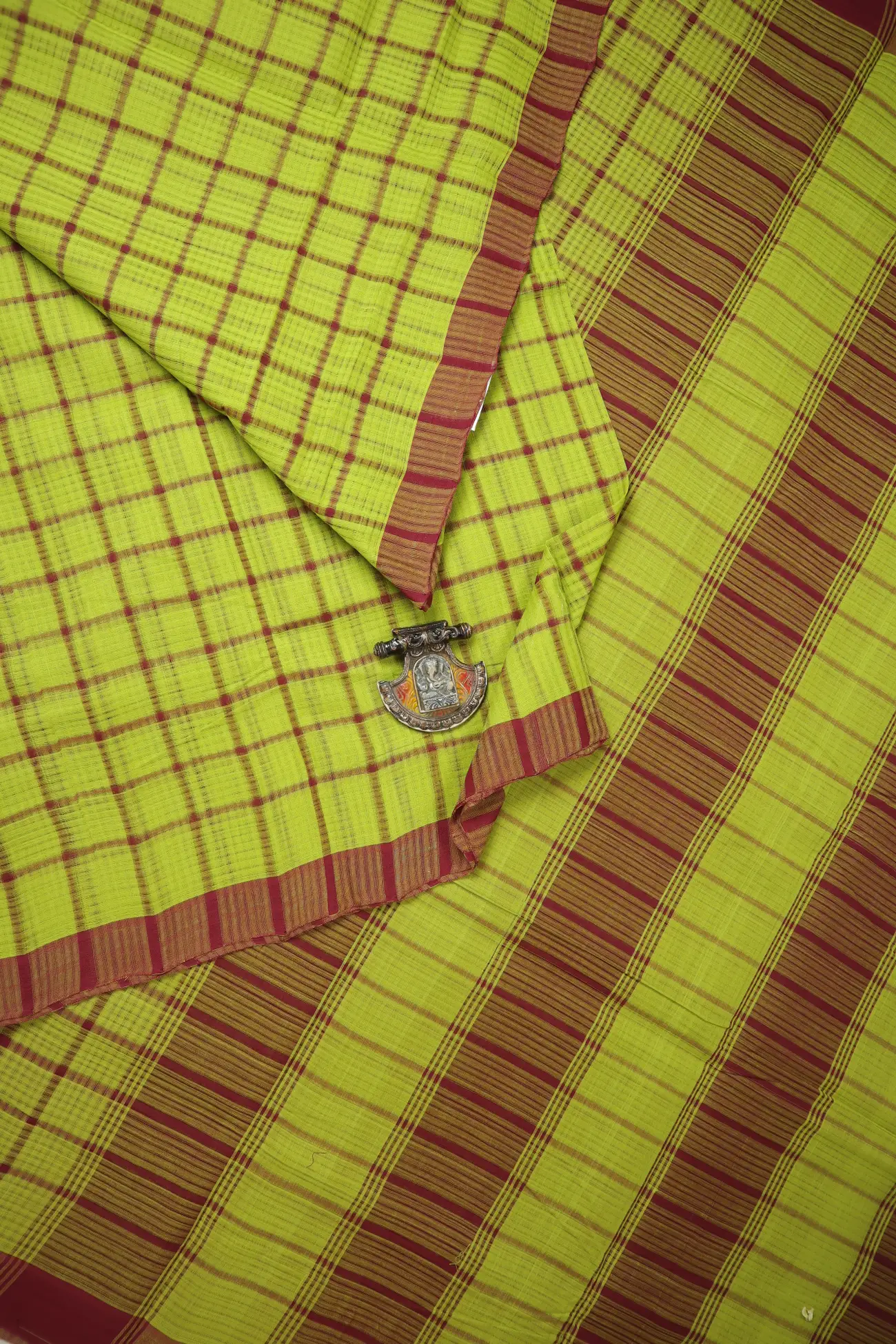 yellow-green-checked-mangalagiri-saree-ml002784-a