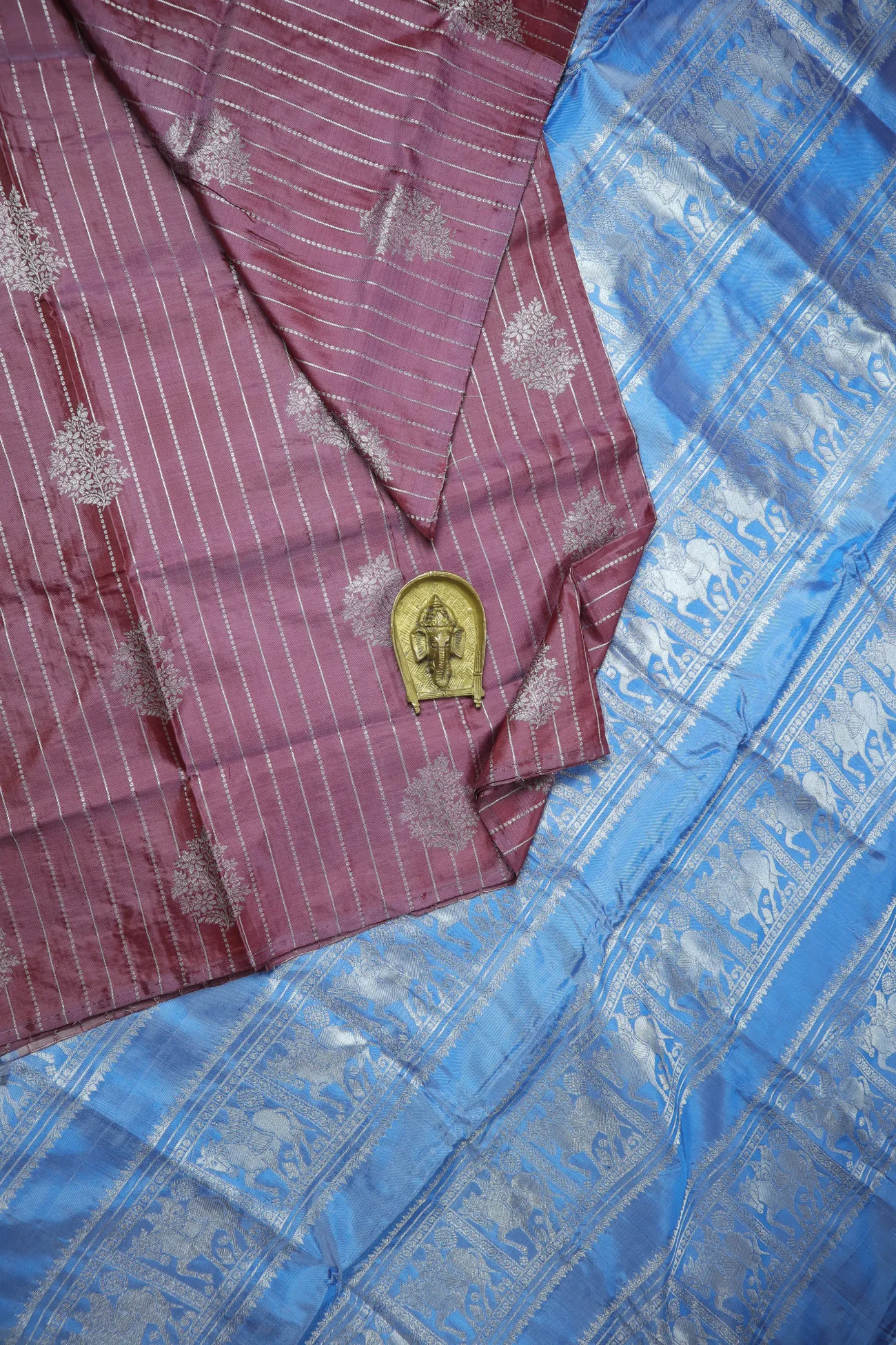 maroon-unicorn-flower-banana-pith-saree-bps000566-a