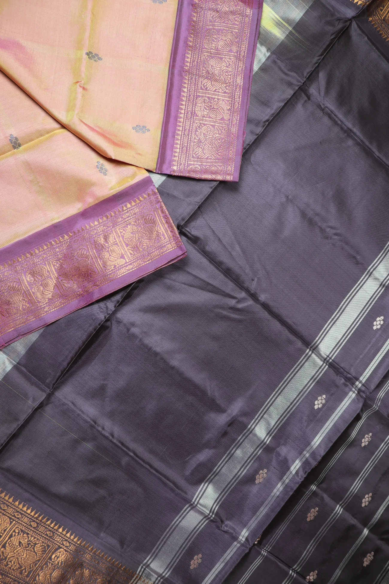 light-salmon-peacock-elephant-banana-pith-saree-bps000560-b