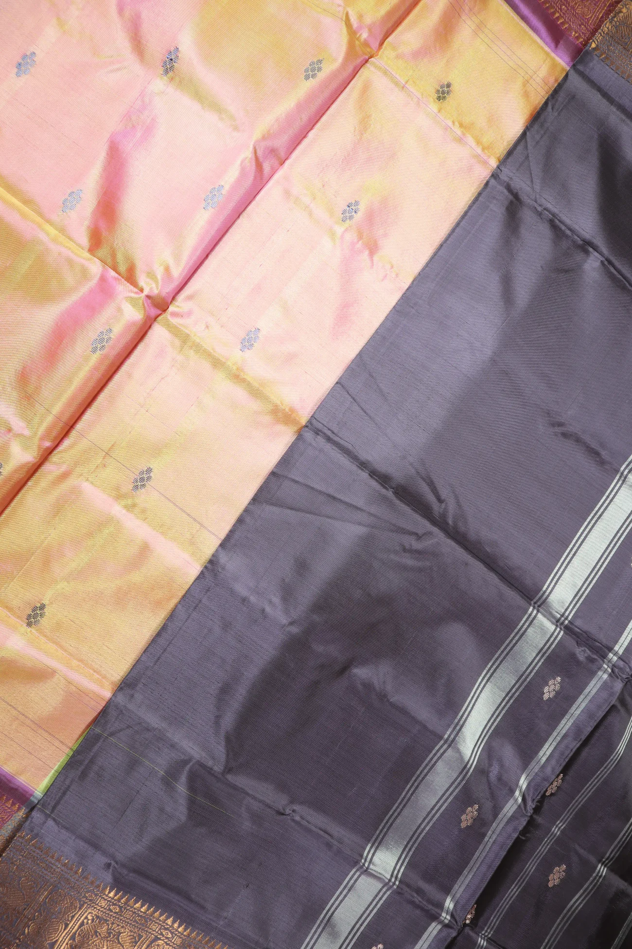 light-salmon-peacock-elephant-banana-pith-saree-bps000560-c