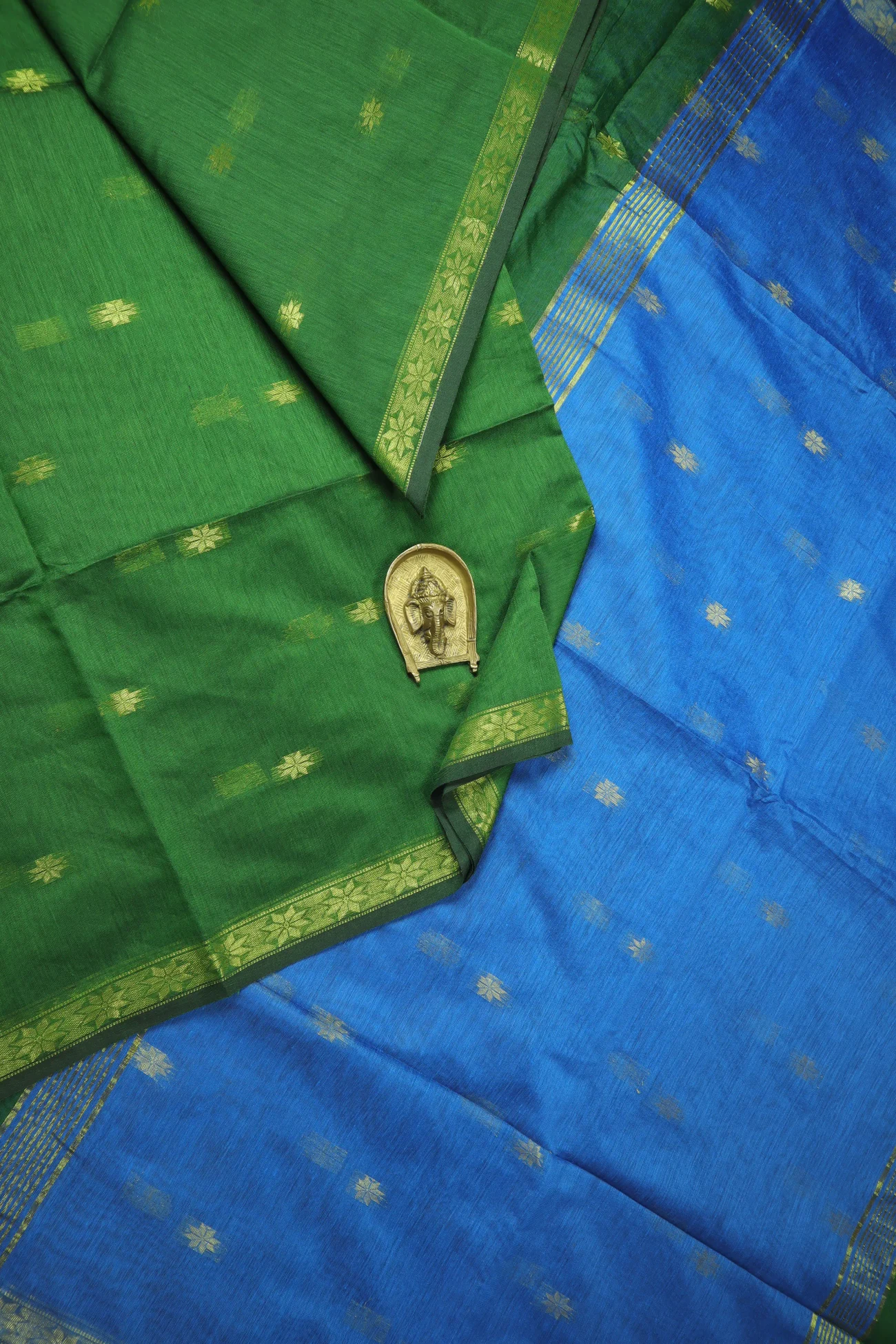 green-flower-bengal-saree-kh001996-a