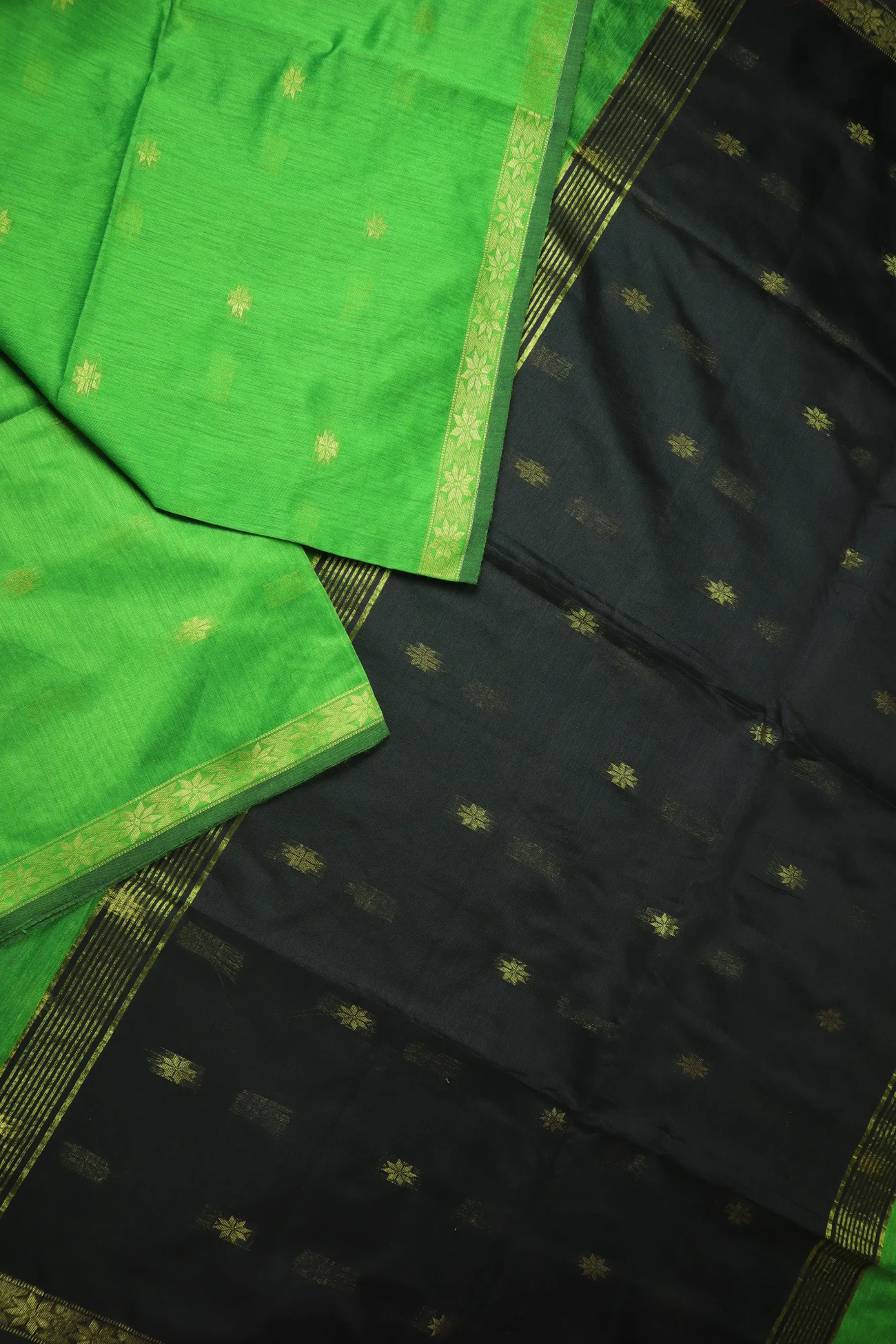 green-flower-bengal-saree-kh001998-b