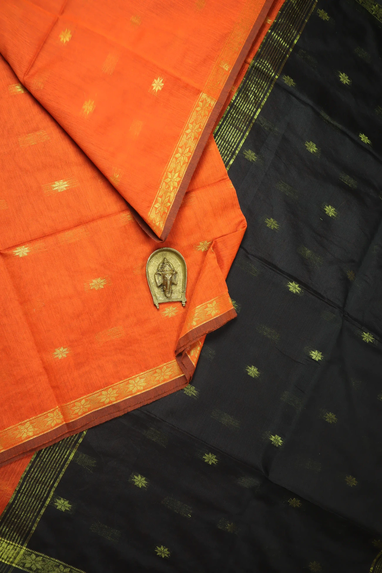 orange-red-flower-bengal-saree-kh001995-a