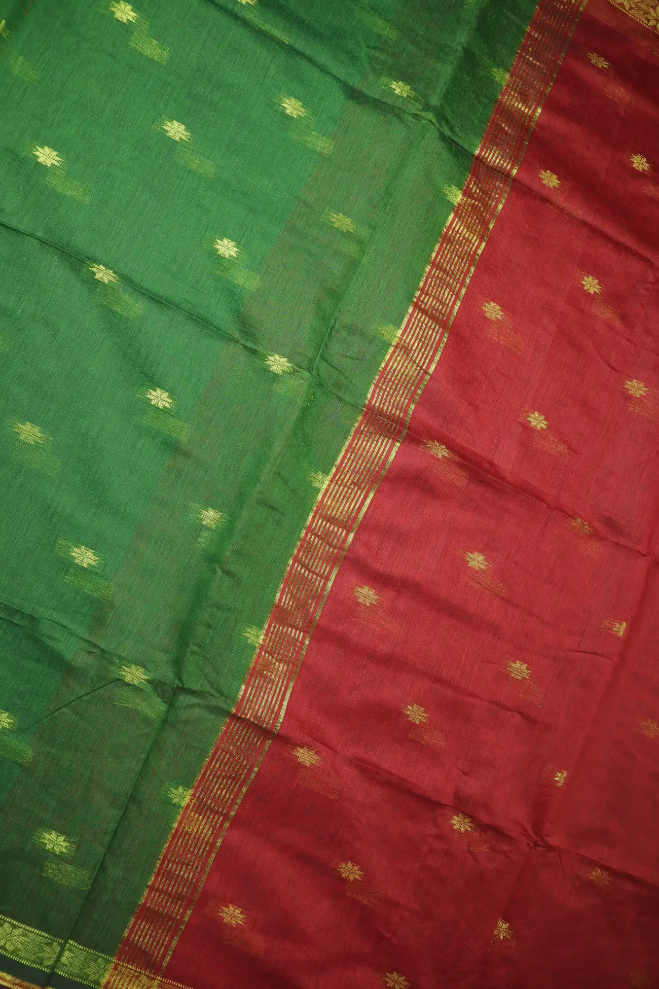 green-flower-bengal-saree-kh002018-c
