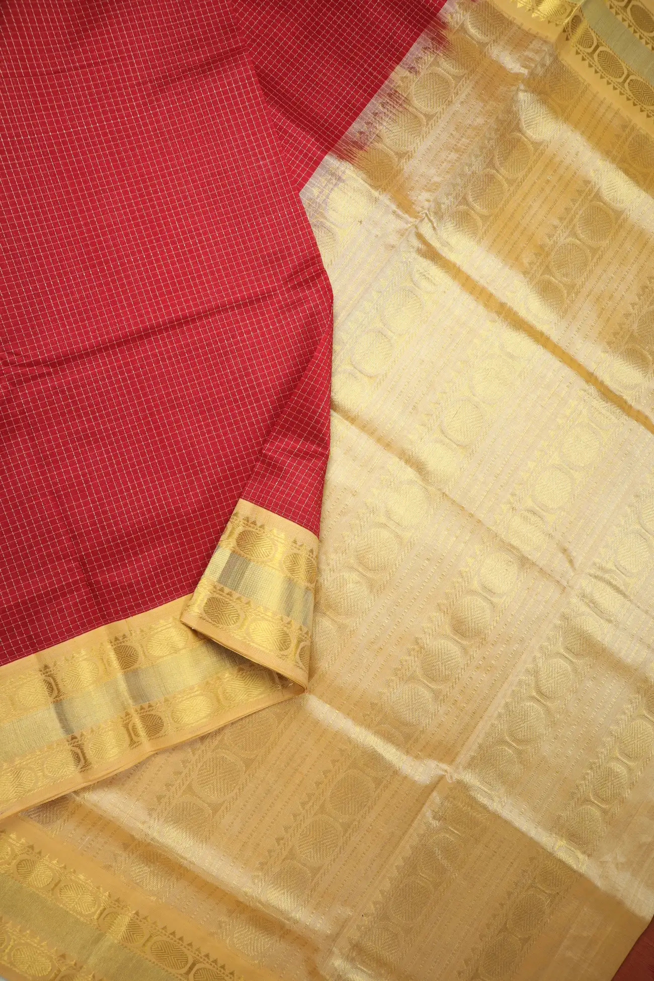 red-checked-ruthratcham-silk-cotton-saree-sc003002-b