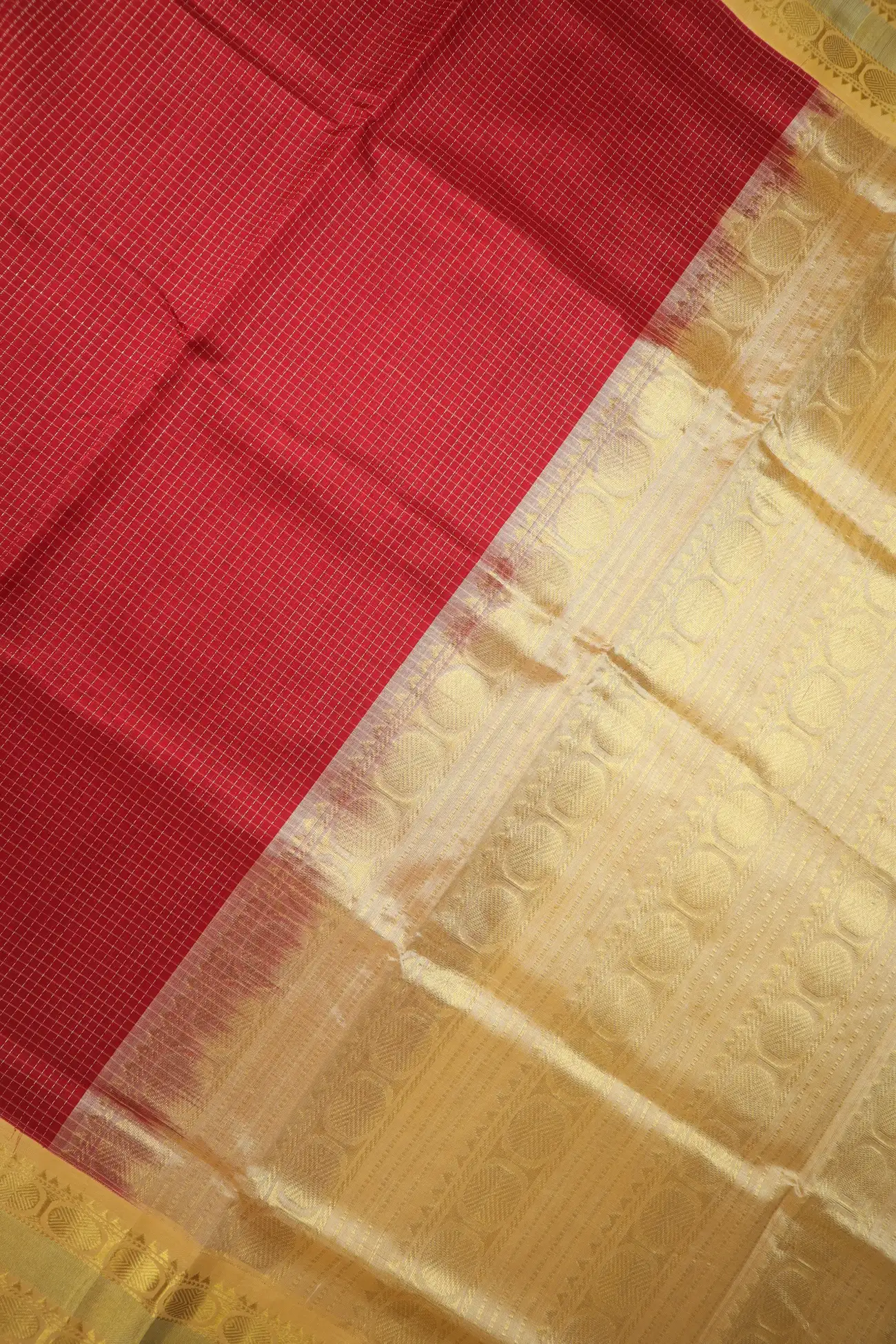 red-checked-ruthratcham-silk-cotton-saree-sc003002-c