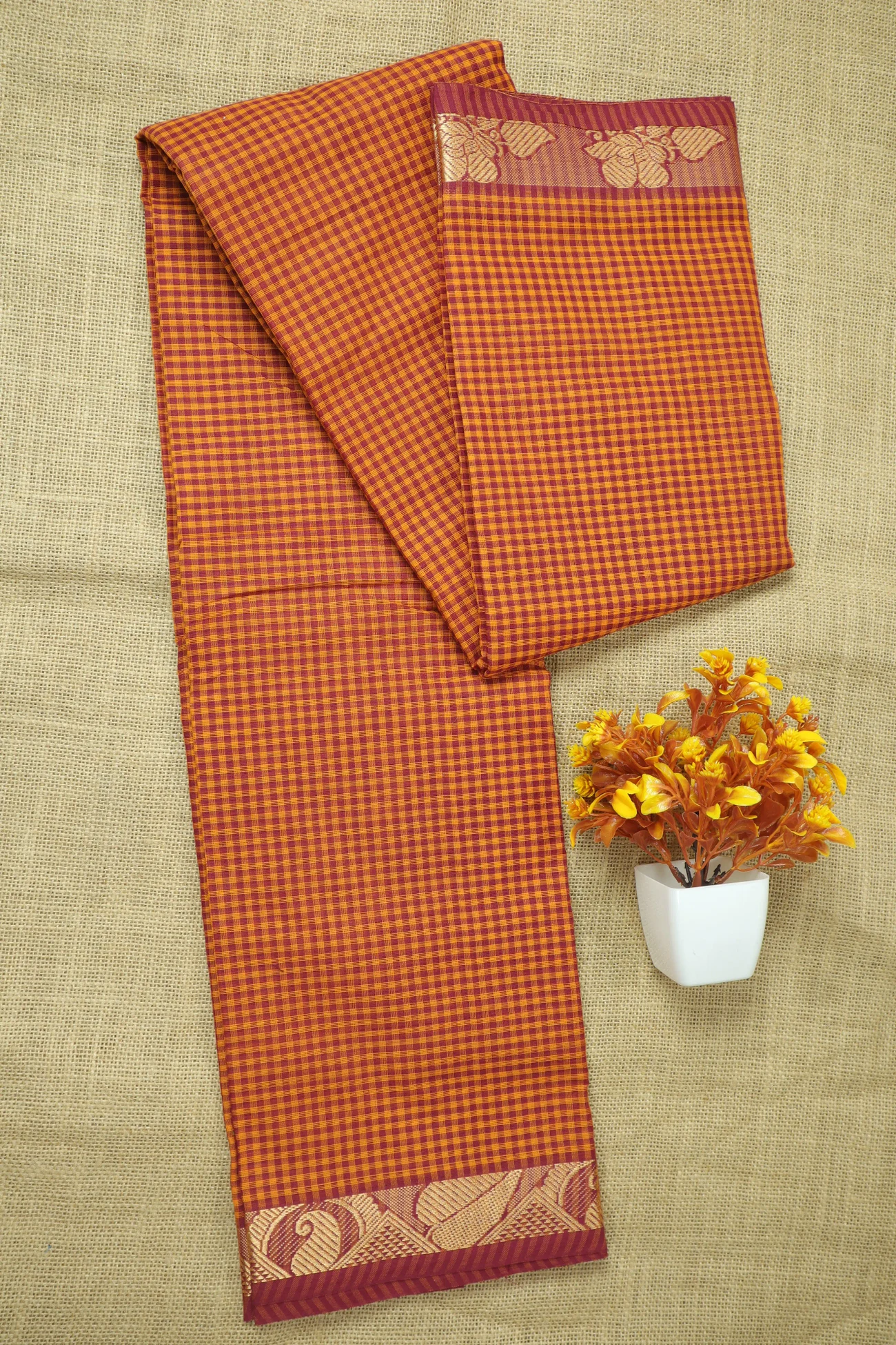 mustard-flower-checked-saree-ck002733-a
