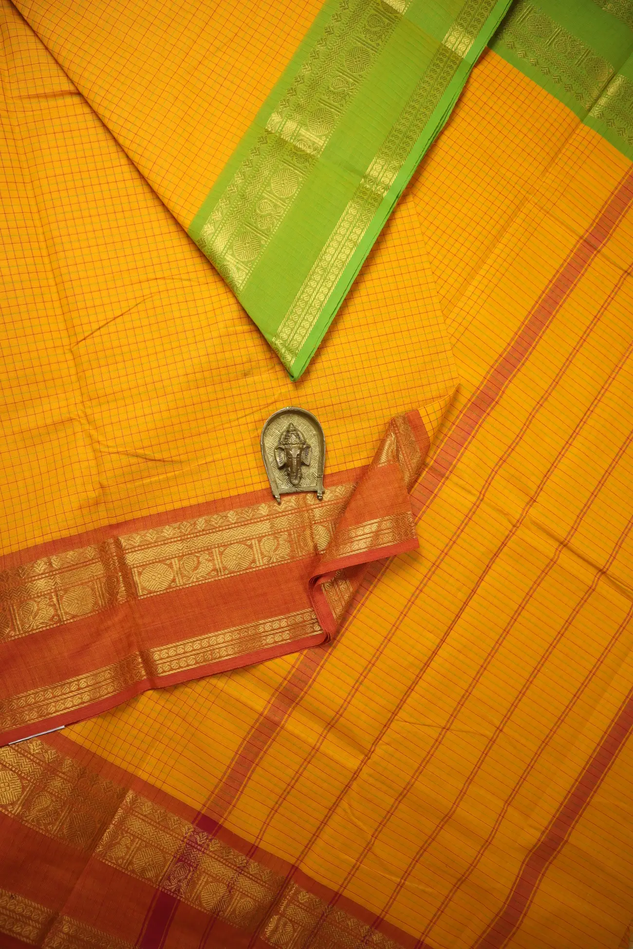 yellow-peacock-ruthratcham-checked-saree-ck002797-b