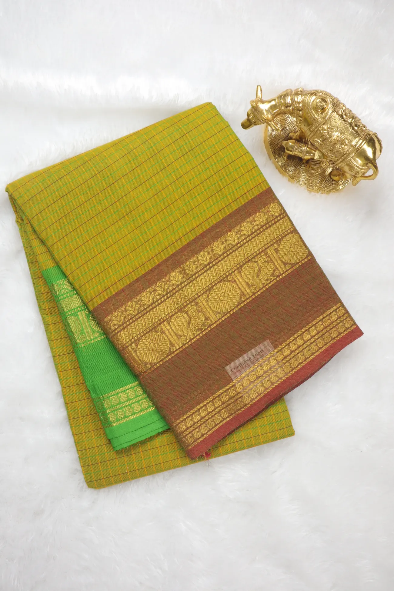 green-yellow-peacock-checked-saree-ck002801-a