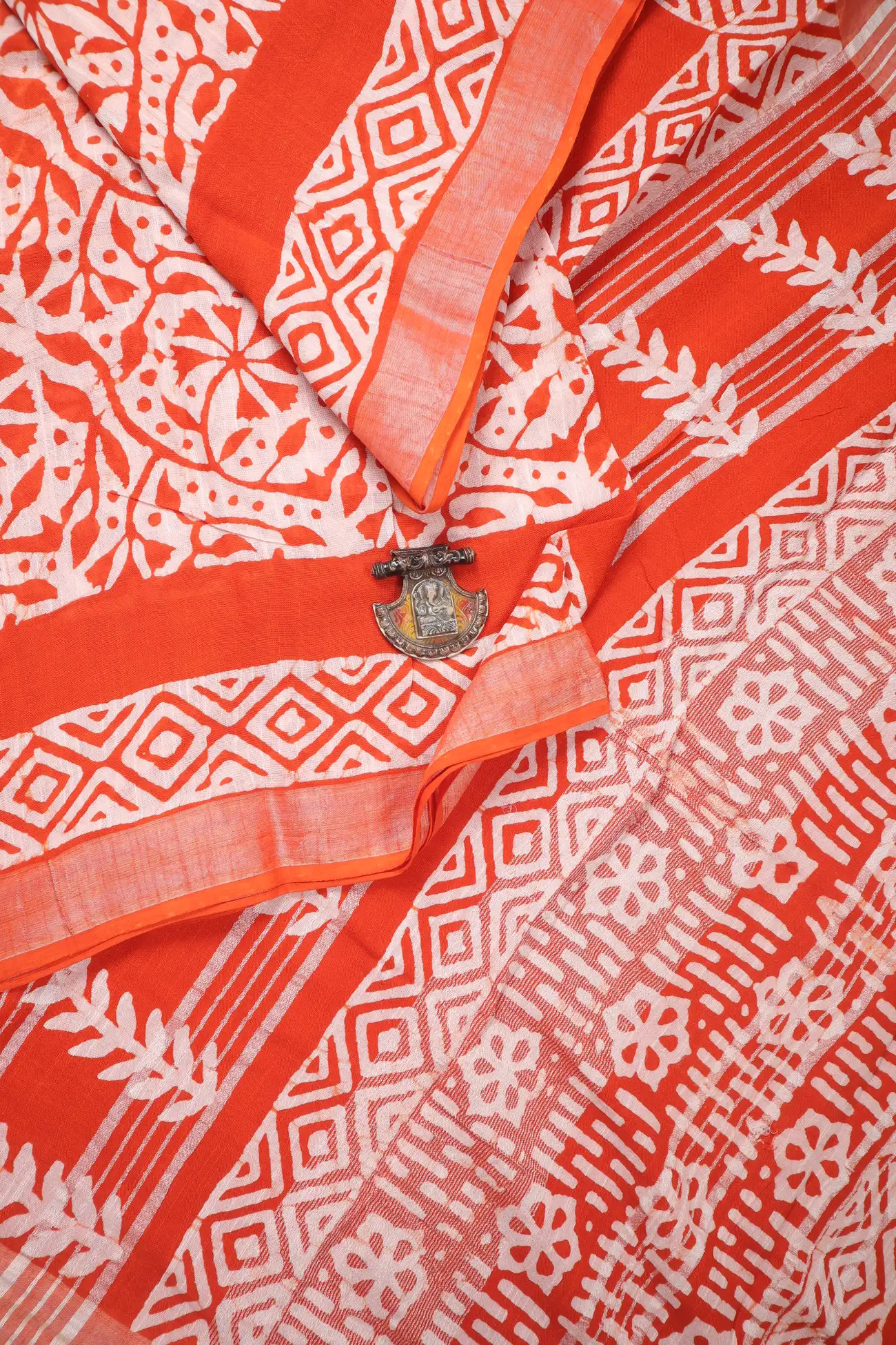 orange-flower-linen-printed-hand-block-printed-saree-lnp000167-b