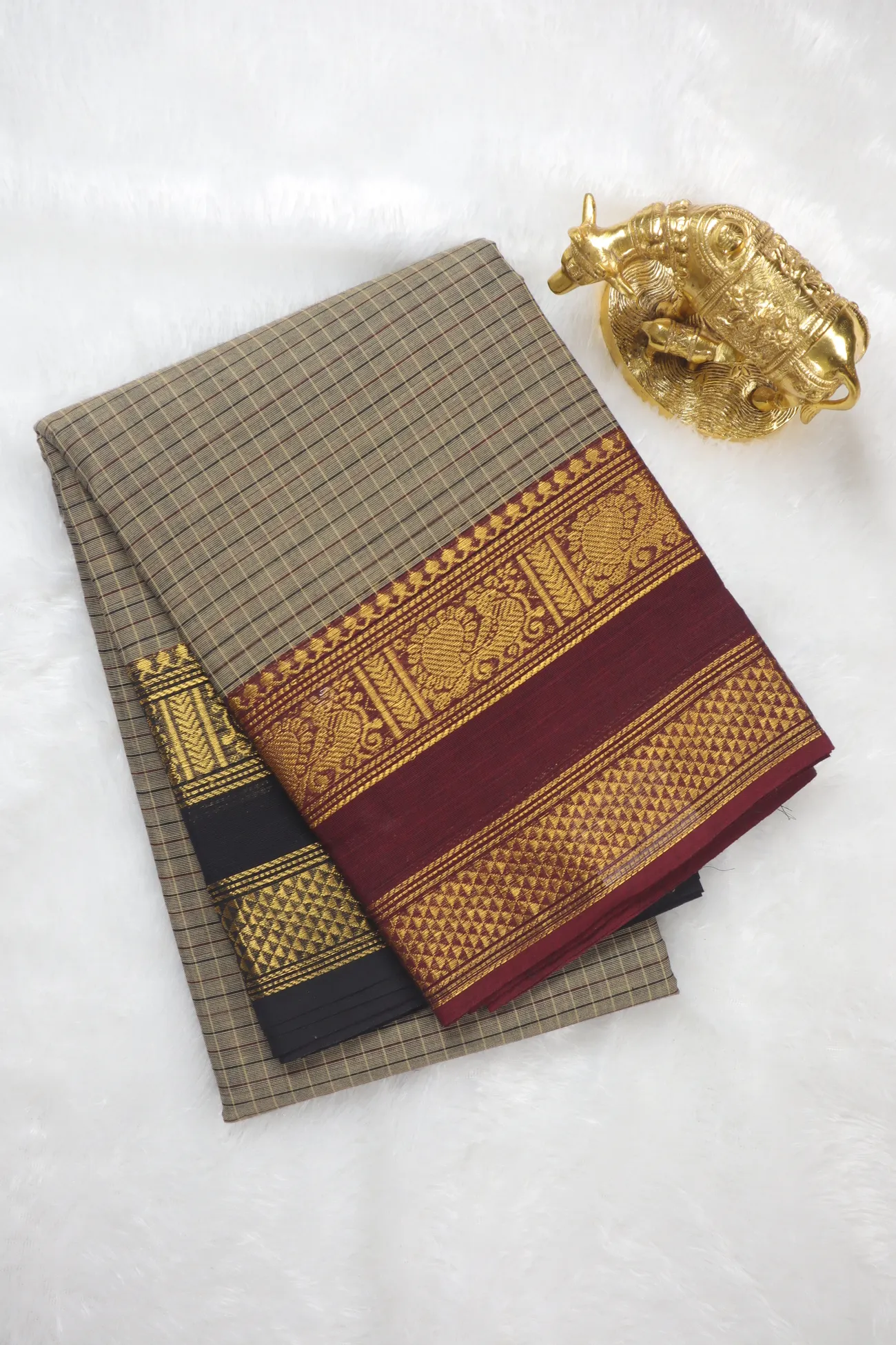 dim-gray-peacock-checked-saree-ck002794-a